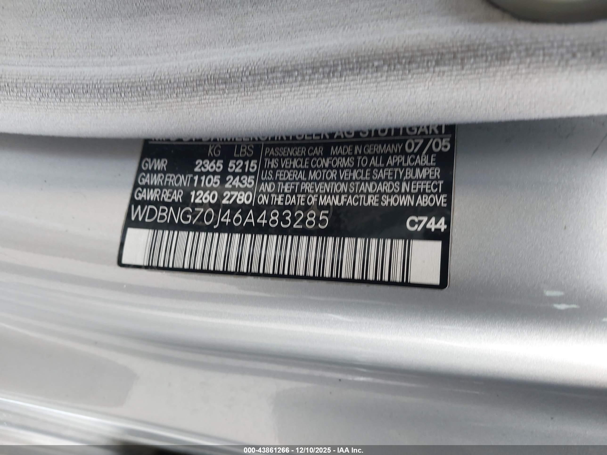 2006 Mercedes-benz S 430   Silver vin: WDBNG70J46A483285