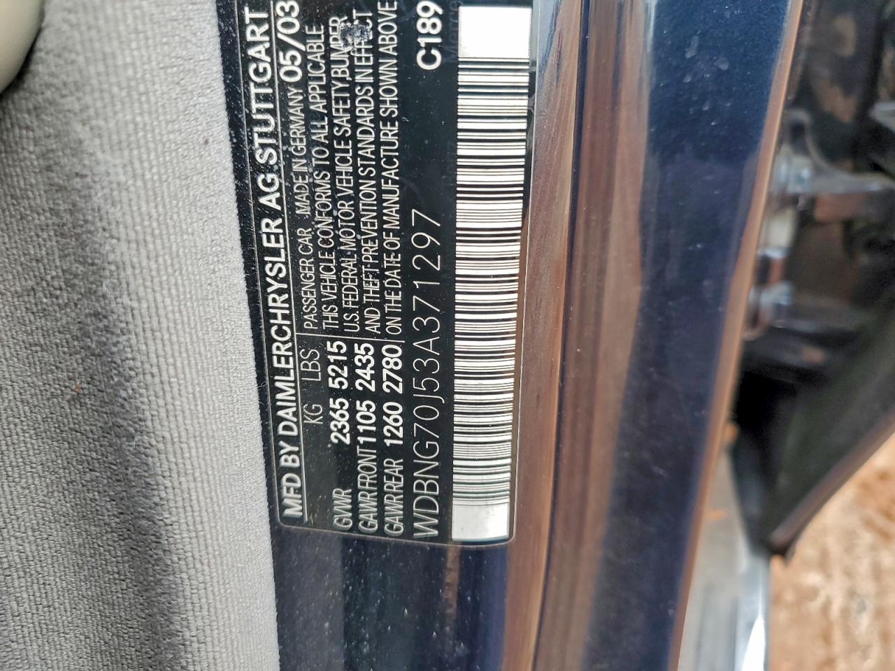 2003 Mercedes-benz S 430 Blue vin: WDBNG70J53A371297