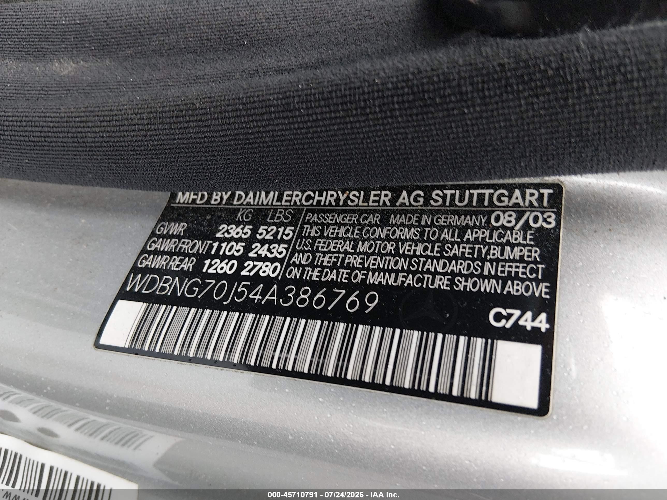 2004 Mercedes-benz S 430   Silver vin: WDBNG70J54A386769