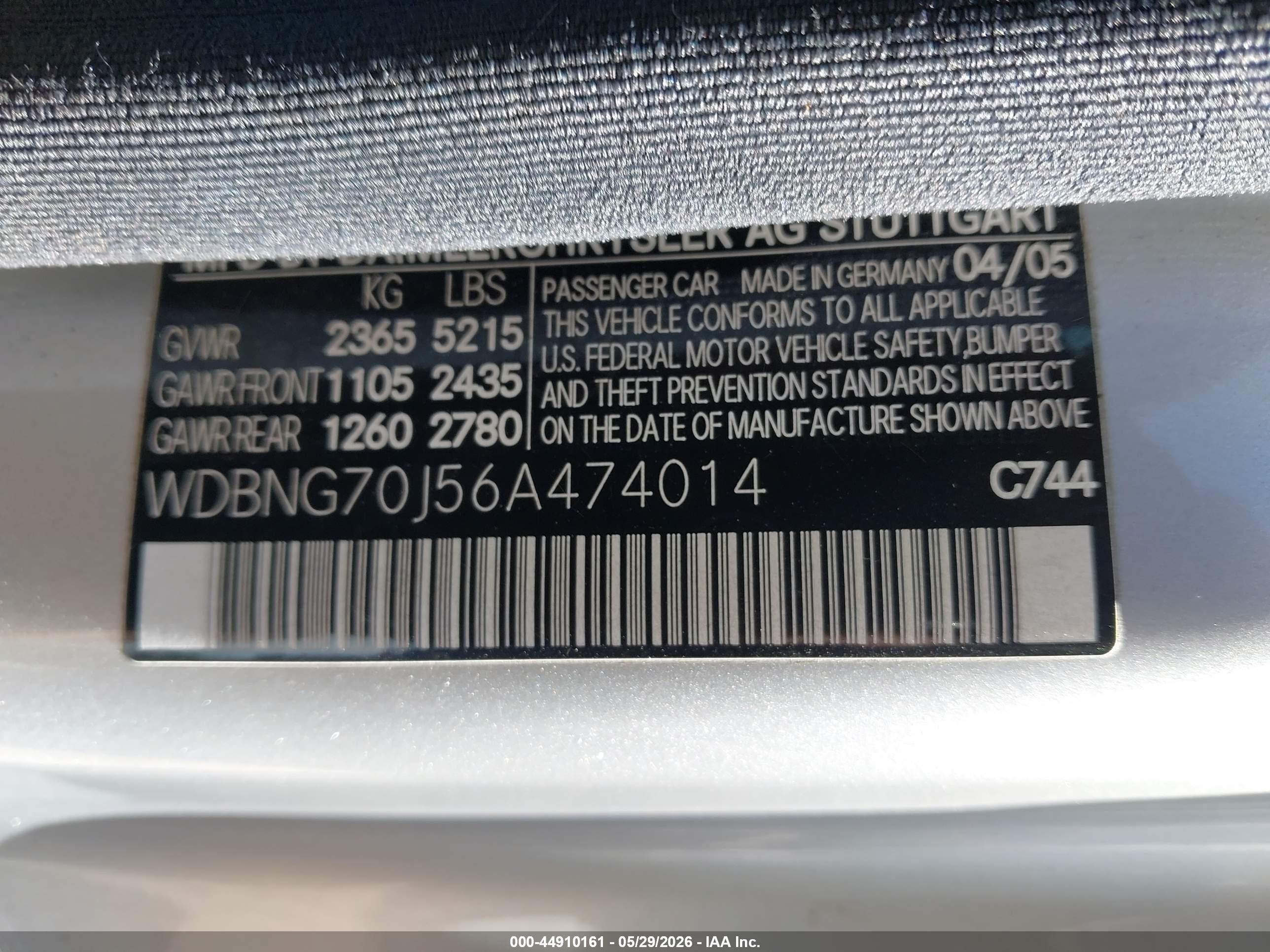 2006 Mercedes-benz S 430   Серебряный vin: WDBNG70J56A474014
