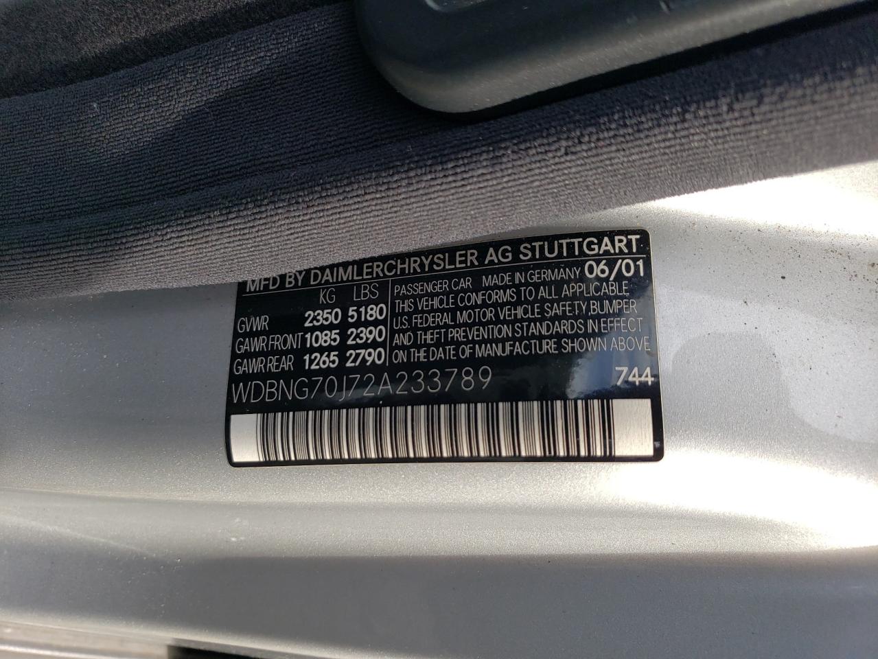 2002 Mercedes-benz S 430 Серебряный vin: WDBNG70J72A233789