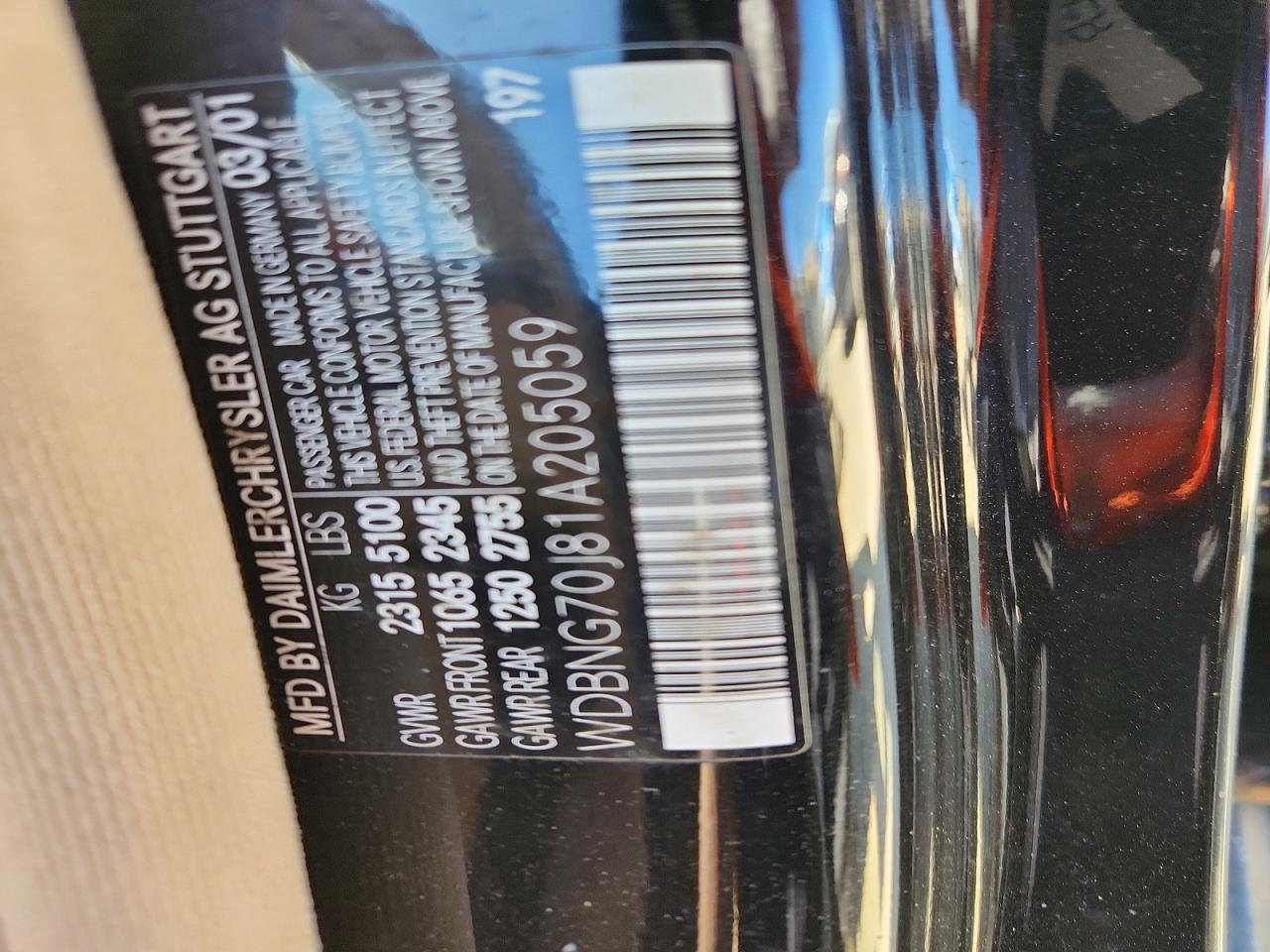 2001 Mercedes-benz S 430 Black vin: WDBNG70J81A205059