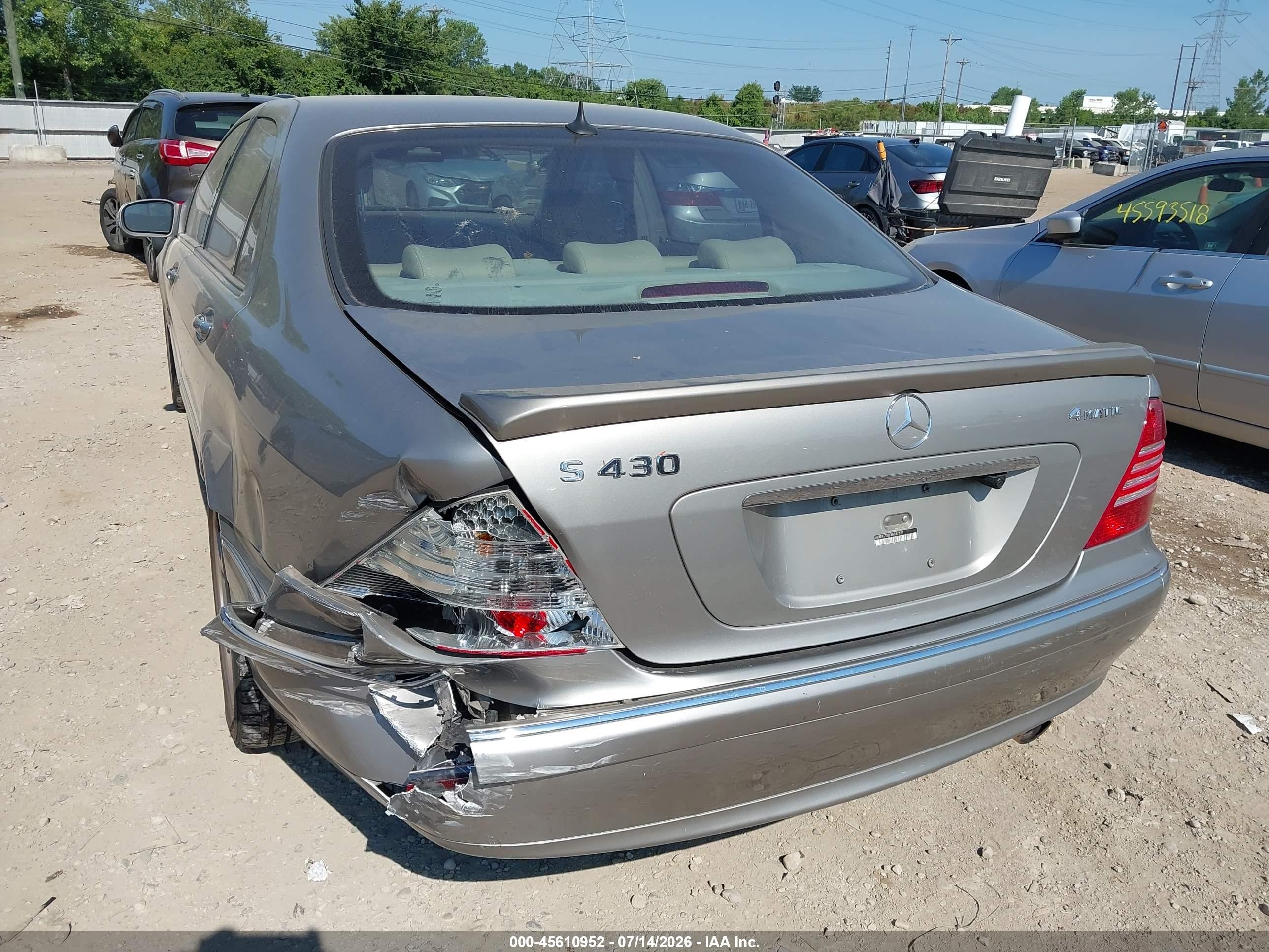 2003 Mercedes-benz S 430   Золотой vin: WDBNG70J83A347527
