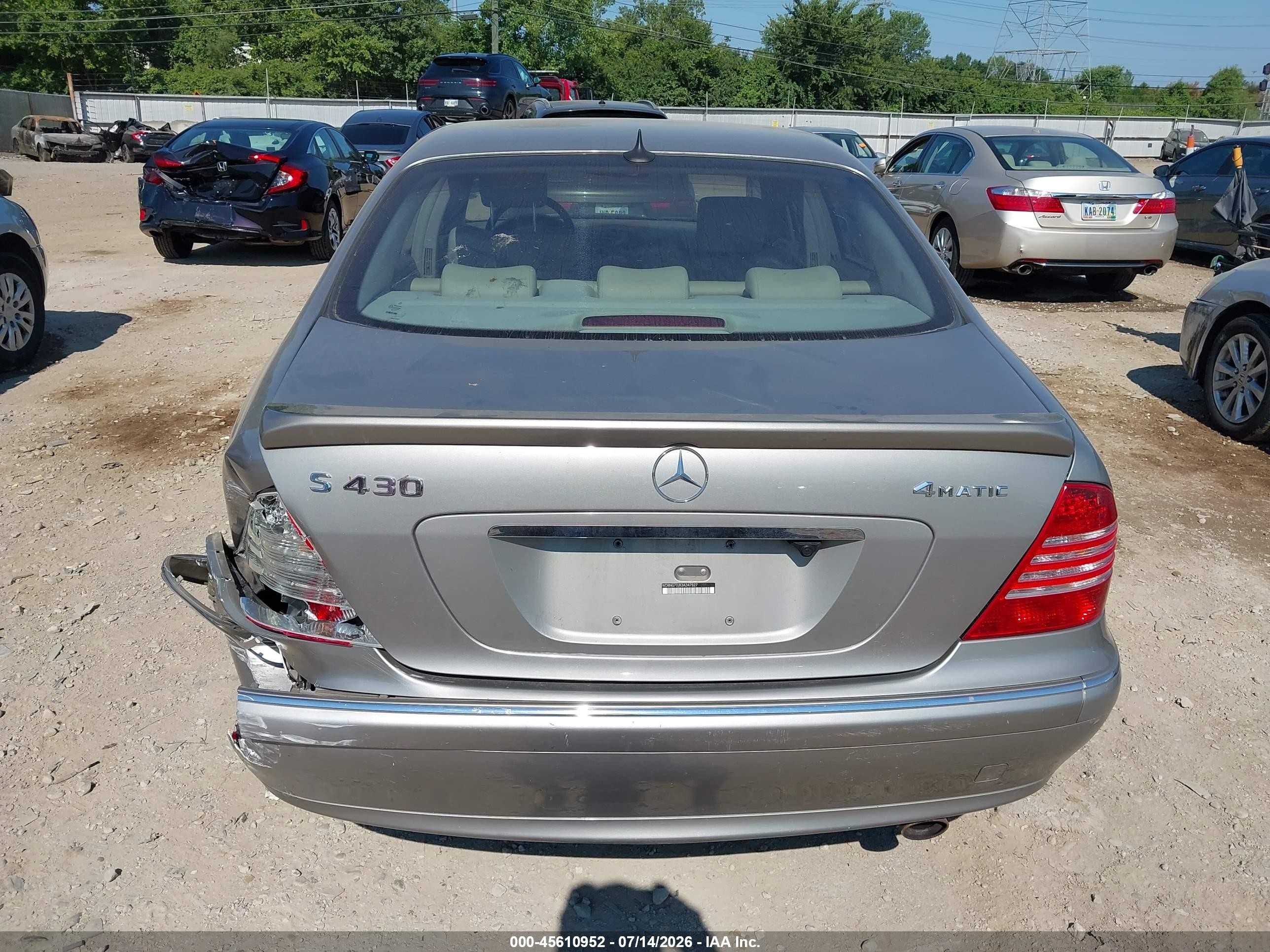 2003 Mercedes-benz S 430   Золотой vin: WDBNG70J83A347527