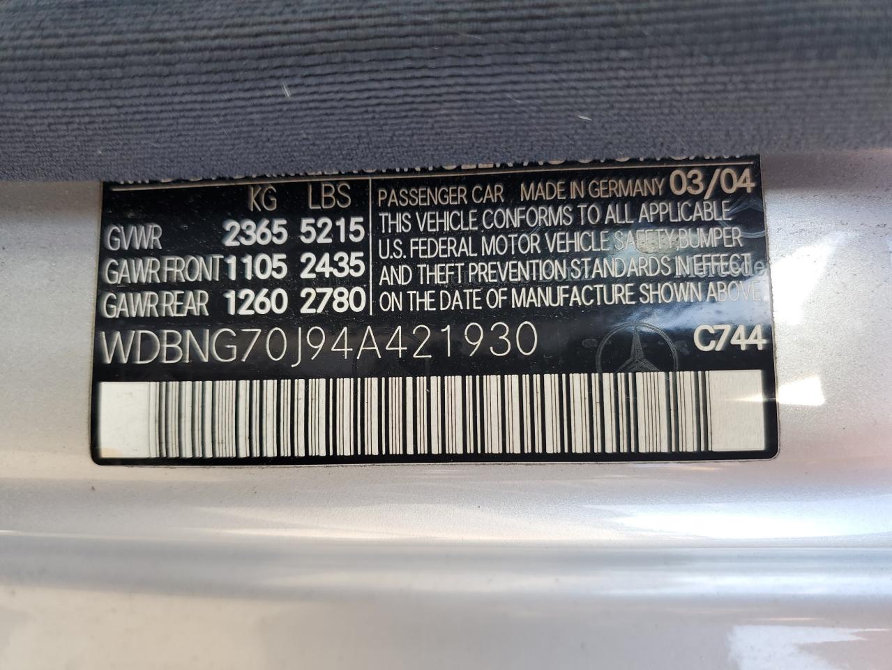2004 Mercedes-benz S 430 Серебряный vin: WDBNG70J94A421930