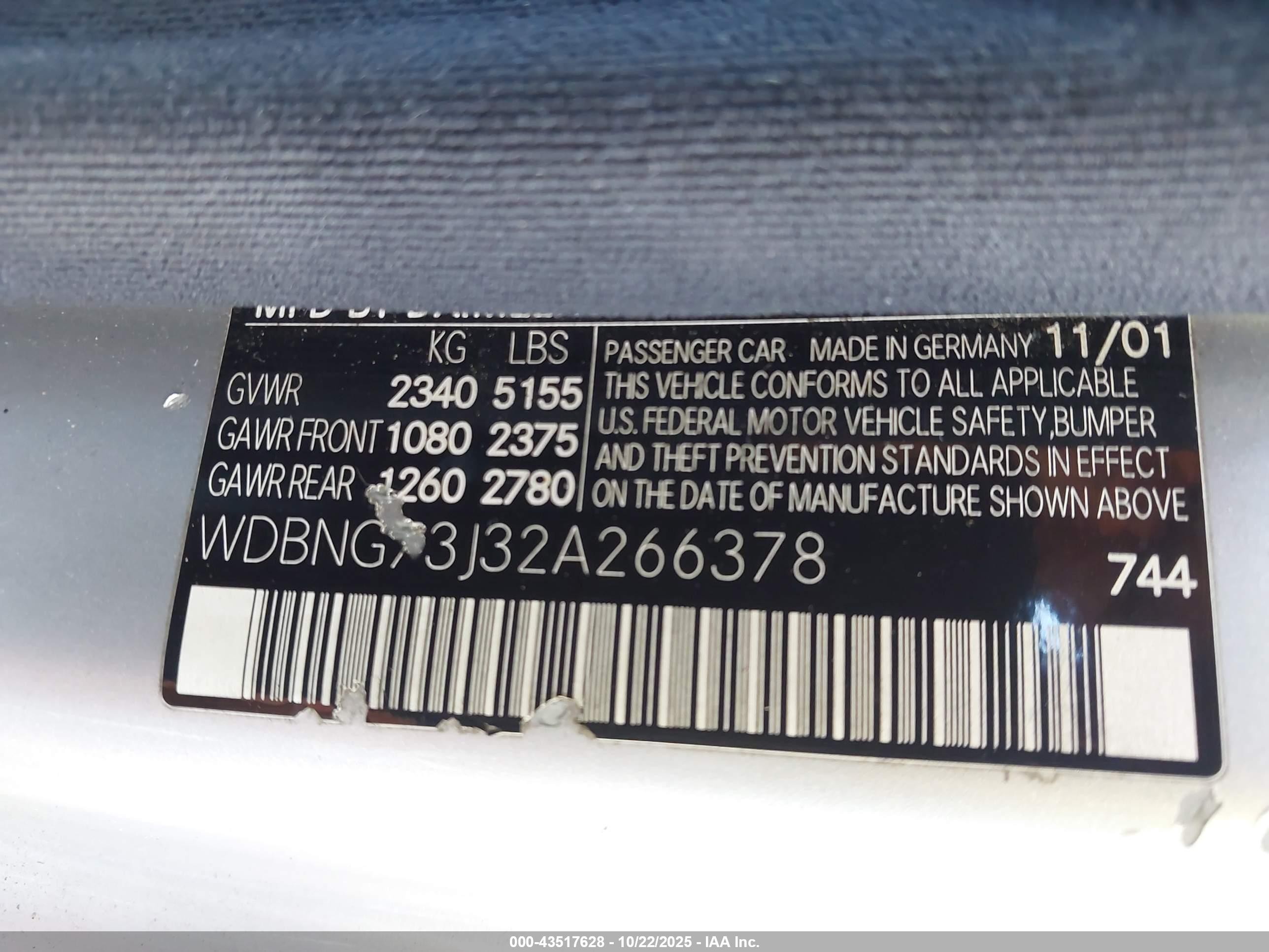 2002 Mercedes-benz S 55 Amg   Silver vin: WDBNG73J32A266378