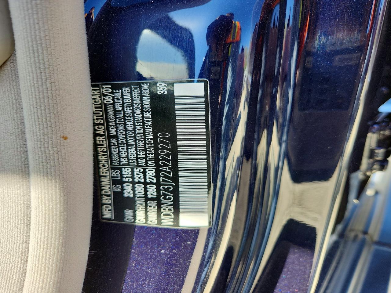 2002 Mercedes-benz S 55 Amg Blue vin: WDBNG73J72A229270