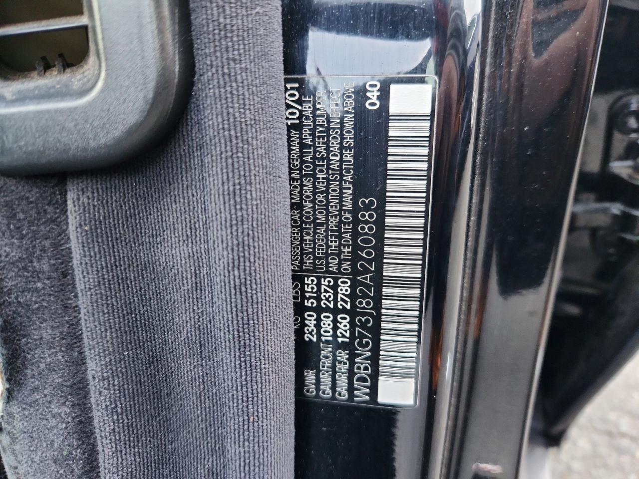 2002 Mercedes-benz S 55 Amg Black vin: WDBNG73J82A260883