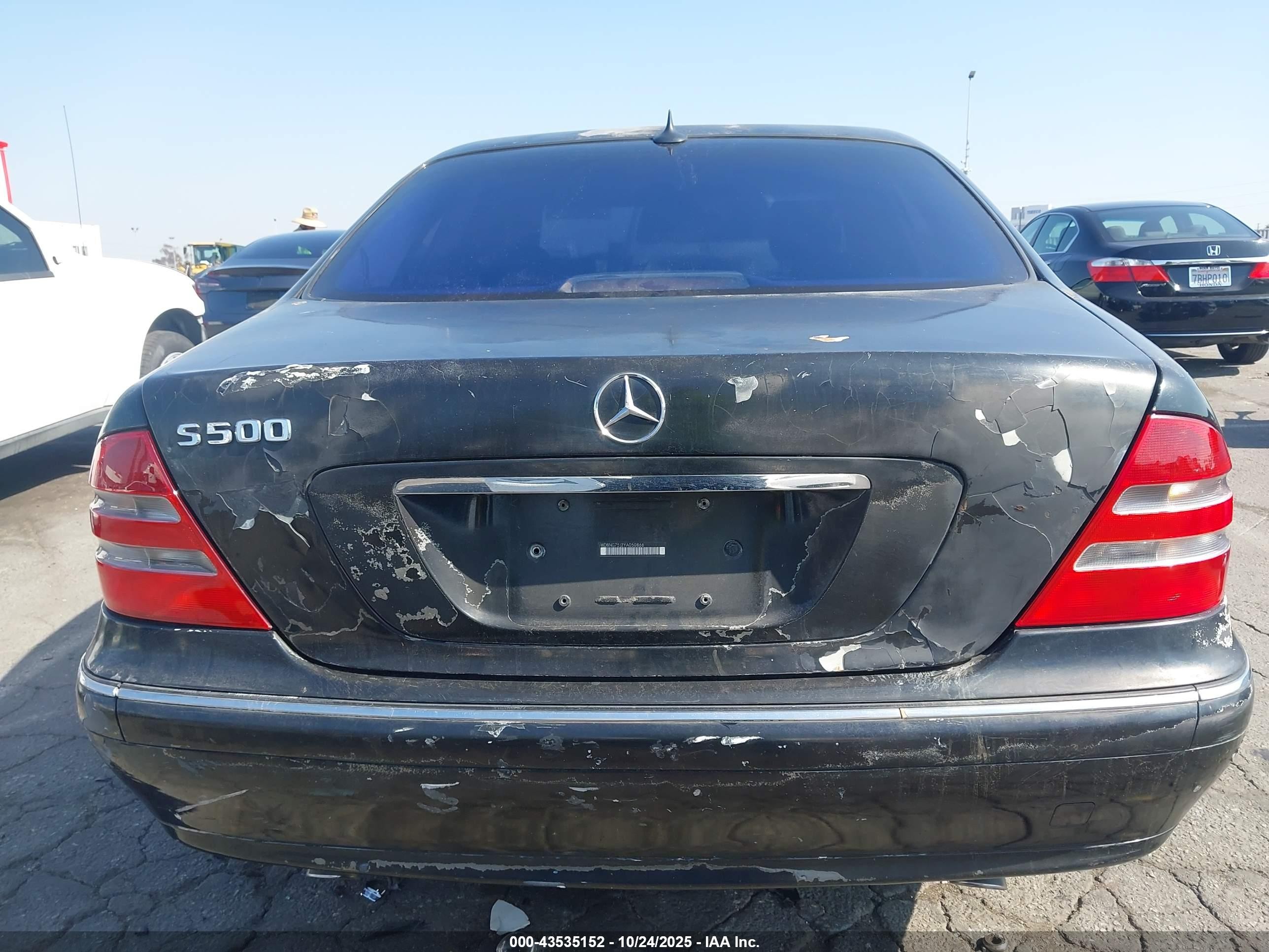 2000 Mercedes-benz S 500   Black vin: WDBNG75J2YA050866