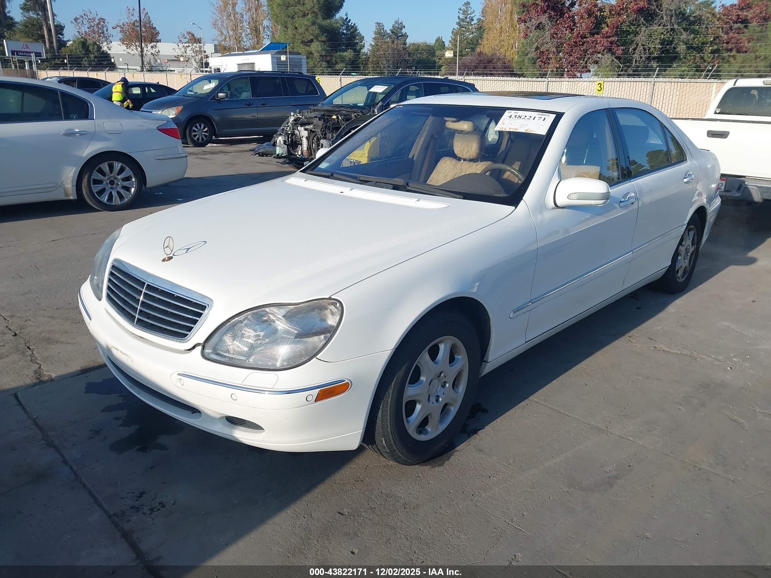 2001 Mercedes-benz S 500   Белый vin: WDBNG75J41A169623