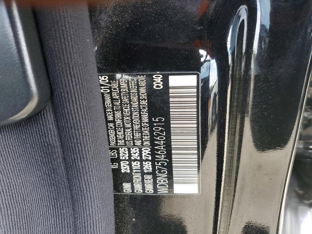 2006 Mercedes-benz S 500 Black vin: WDBNG75J46A462915