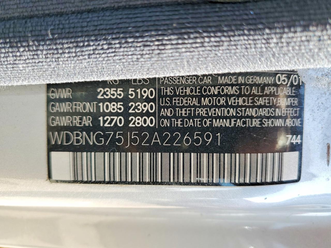 2002 Mercedes-benz S 500 Серебряный vin: WDBNG75J52A226591