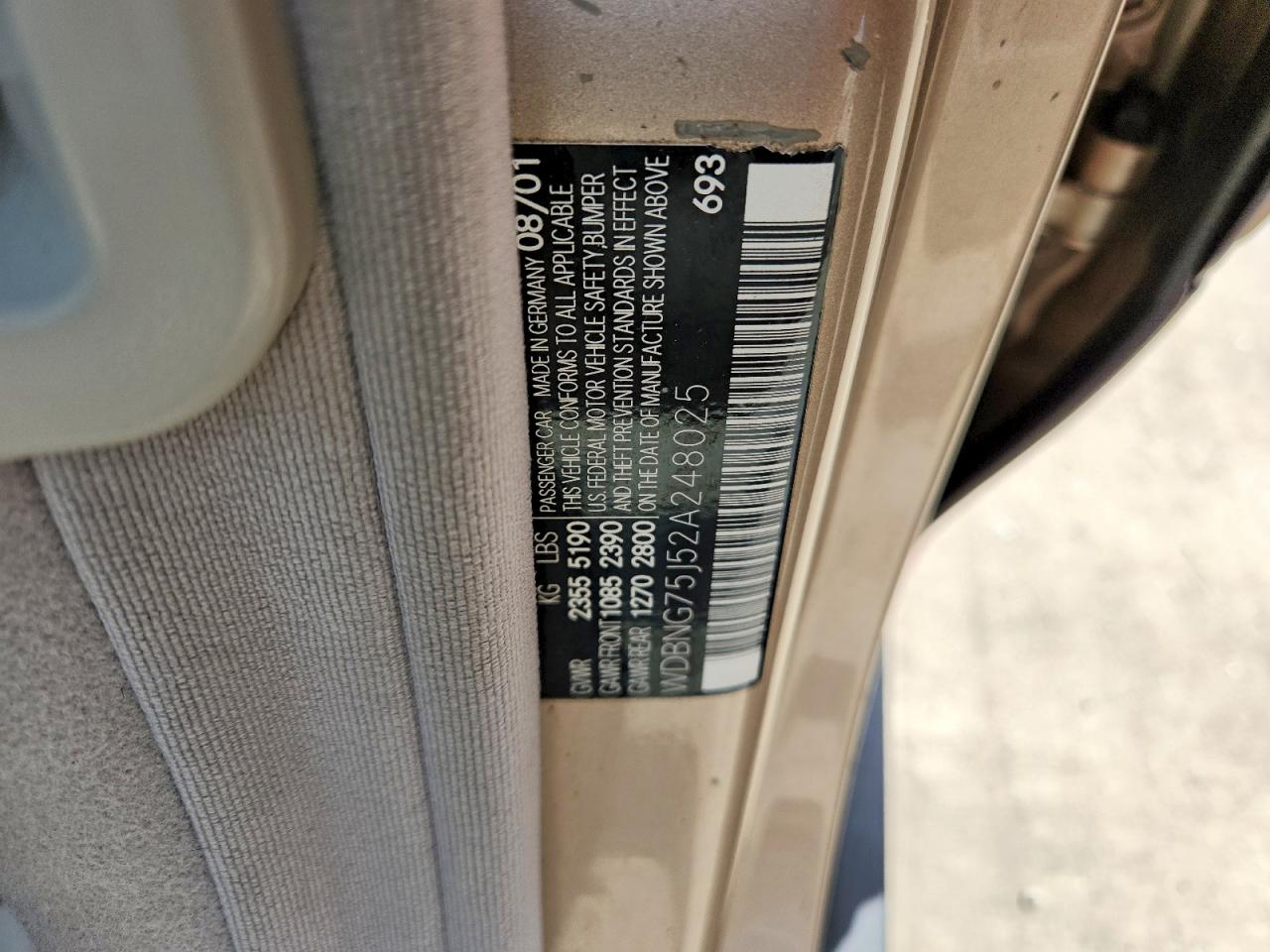 2002 Mercedes-benz S 500 Tan vin: WDBNG75J52A248025