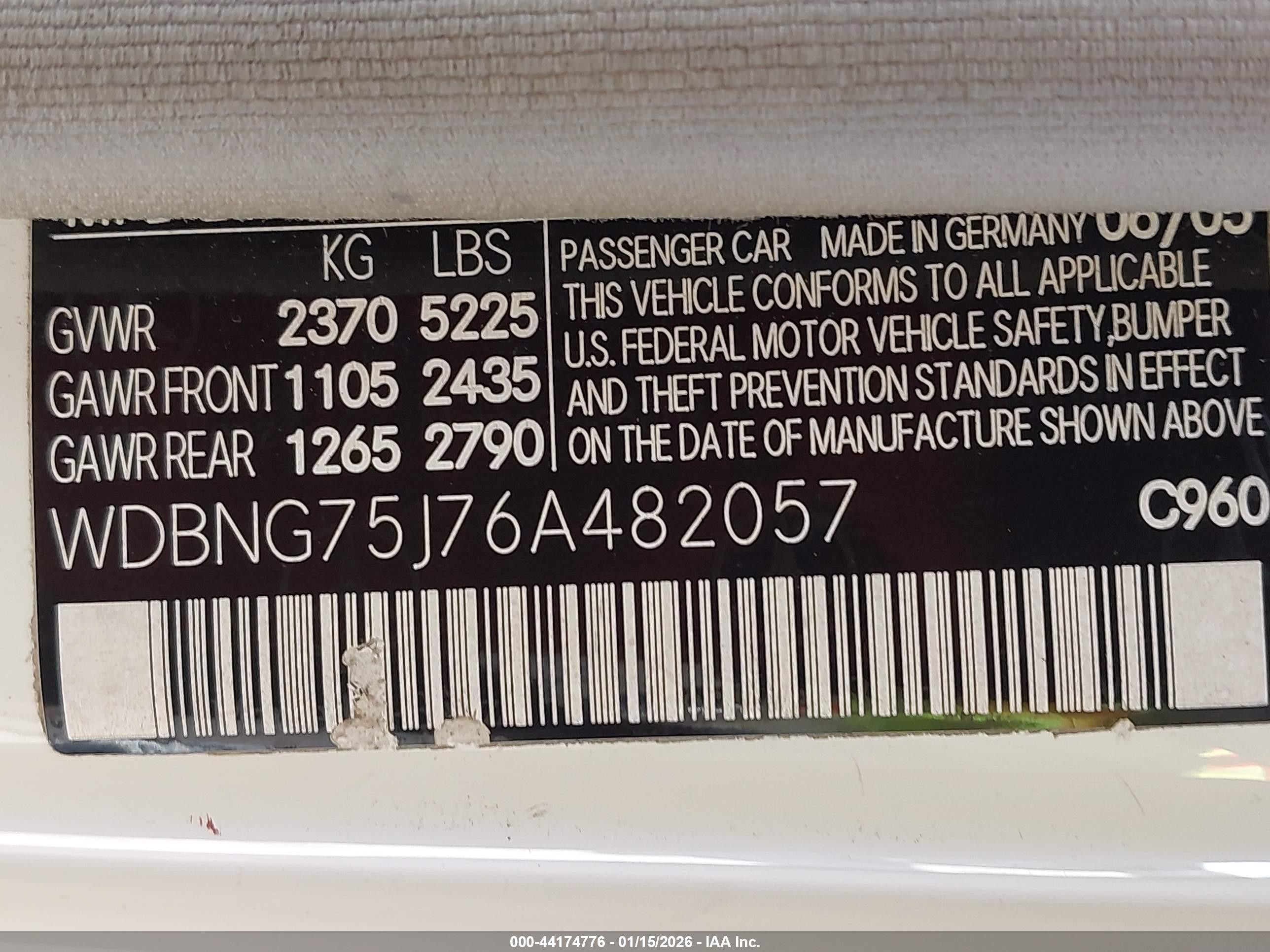 2006 Mercedes-benz S 500   Белый vin: WDBNG75J76A482057