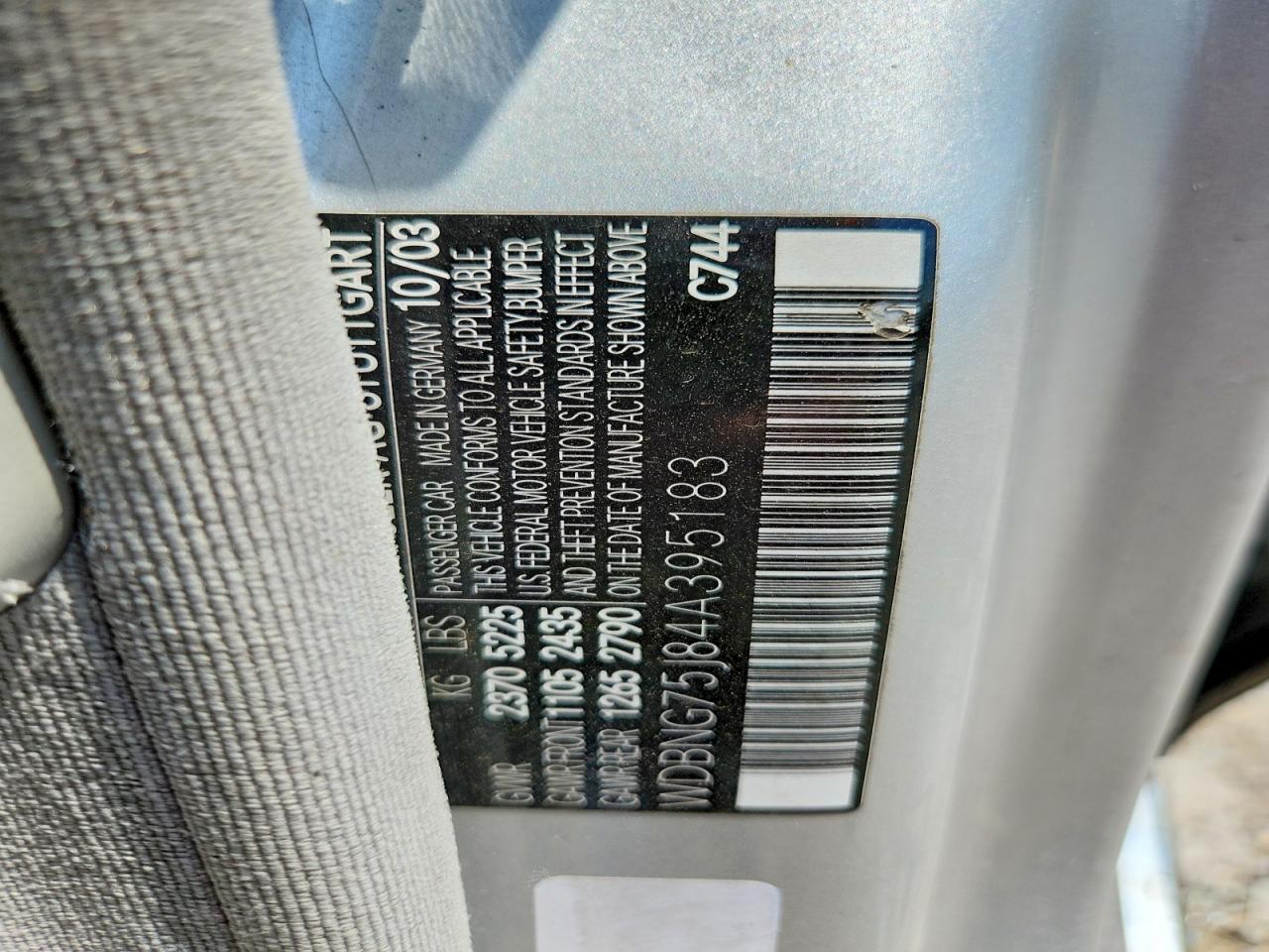 2004 Mercedes-benz S 500 Silver vin: WDBNG75J84A395183
