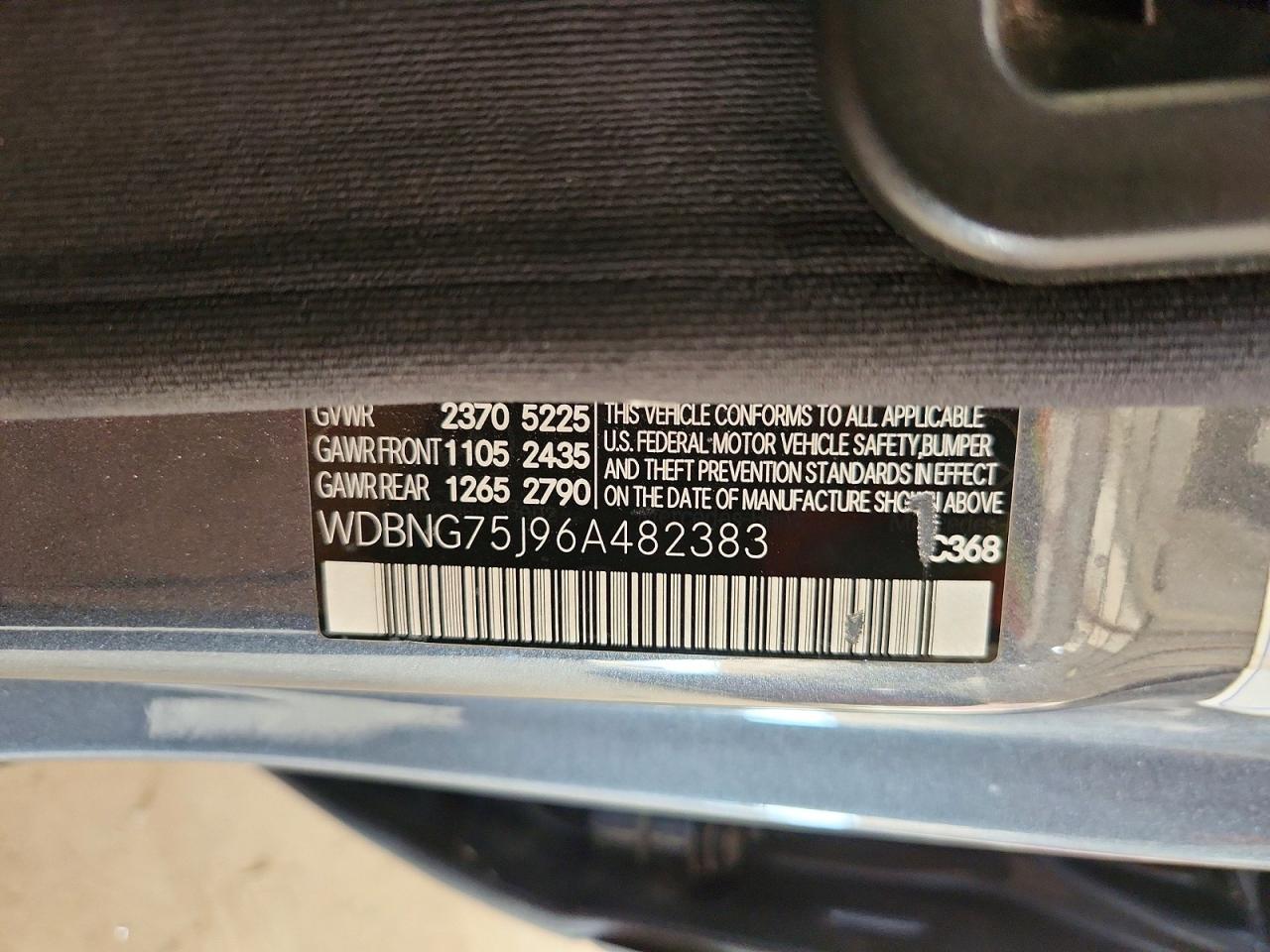 2006 Mercedes-benz S 500 Gray vin: WDBNG75J96A482383