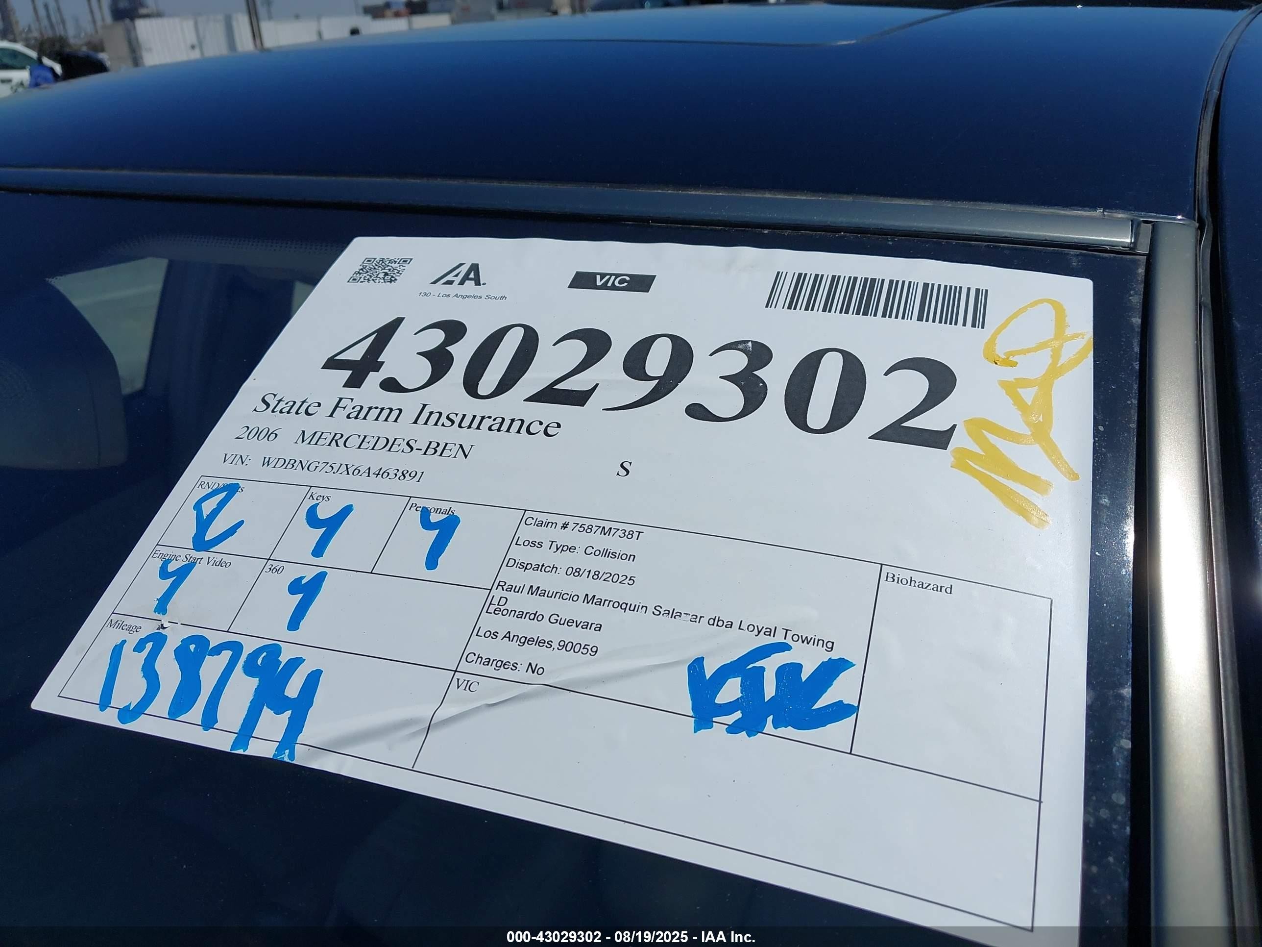 2006 Mercedes-benz S 500   Черный vin: WDBNG75JX6A463891