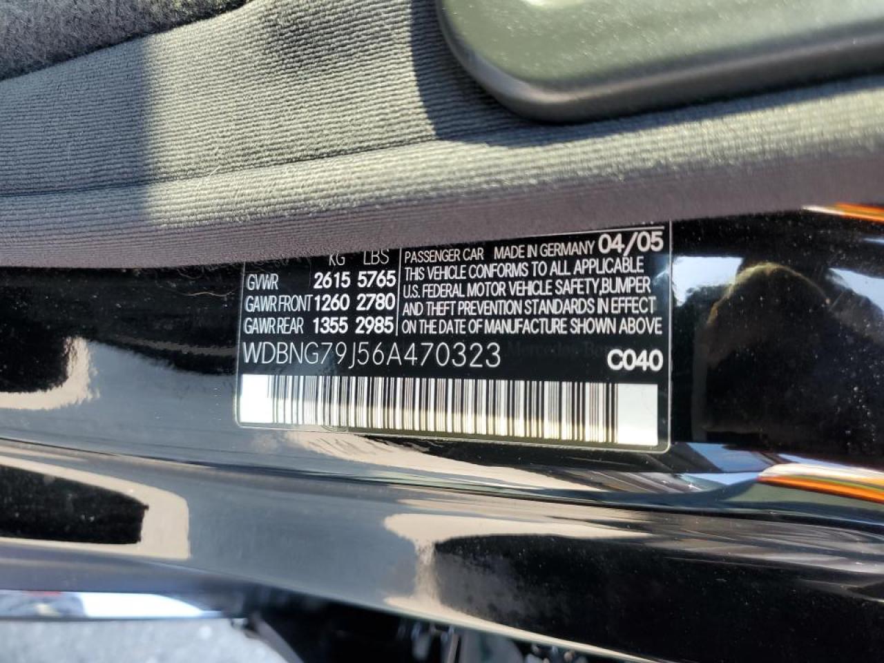 2006 Mercedes-benz S 65 Amg Black vin: WDBNG79J56A470323