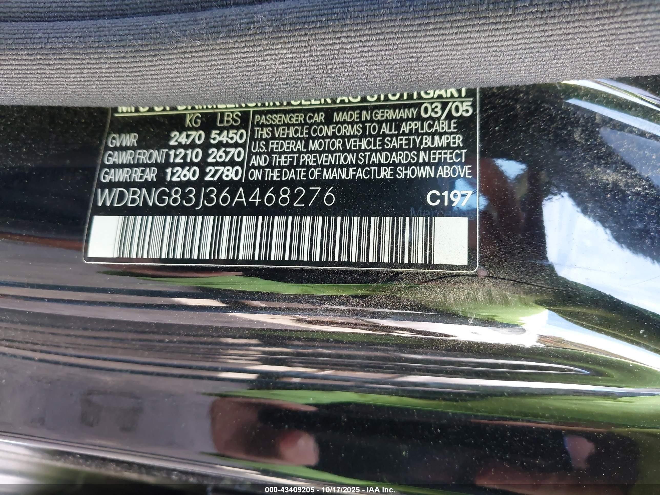 2006 Mercedes-benz S 430 4matic Black vin: WDBNG83J36A468276