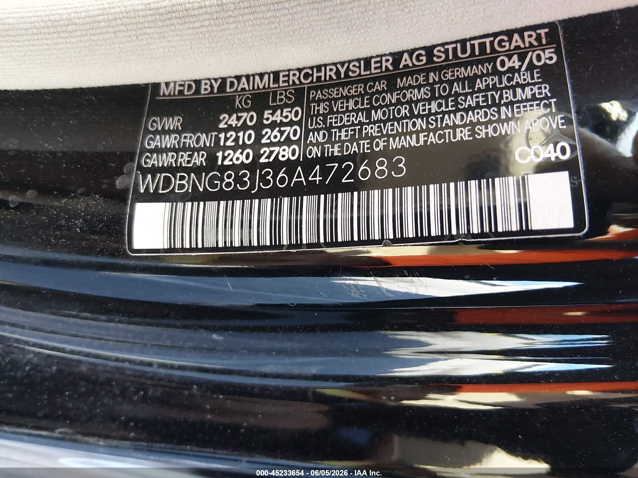 2006 Mercedes-benz S 430 4matic Black vin: WDBNG83J36A472683
