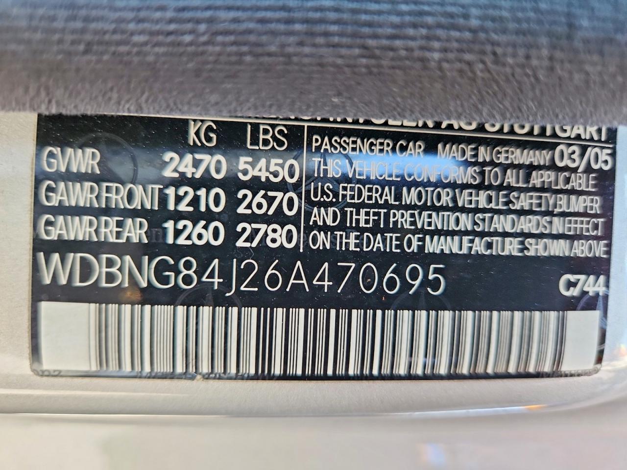 2006 Mercedes-benz S 500 4matic Silver vin: WDBNG84J26A470695