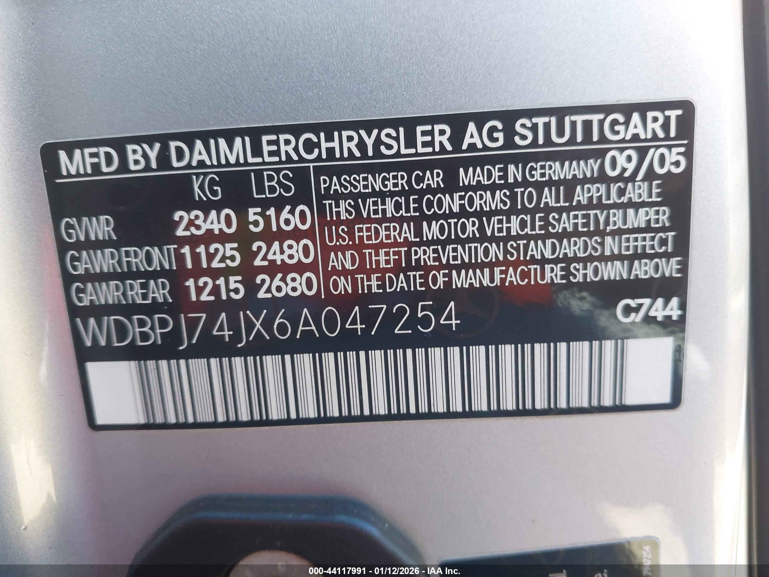 2006 Mercedes-benz Cl 55 Amg   Silver vin: WDBPJ74JX6A047254