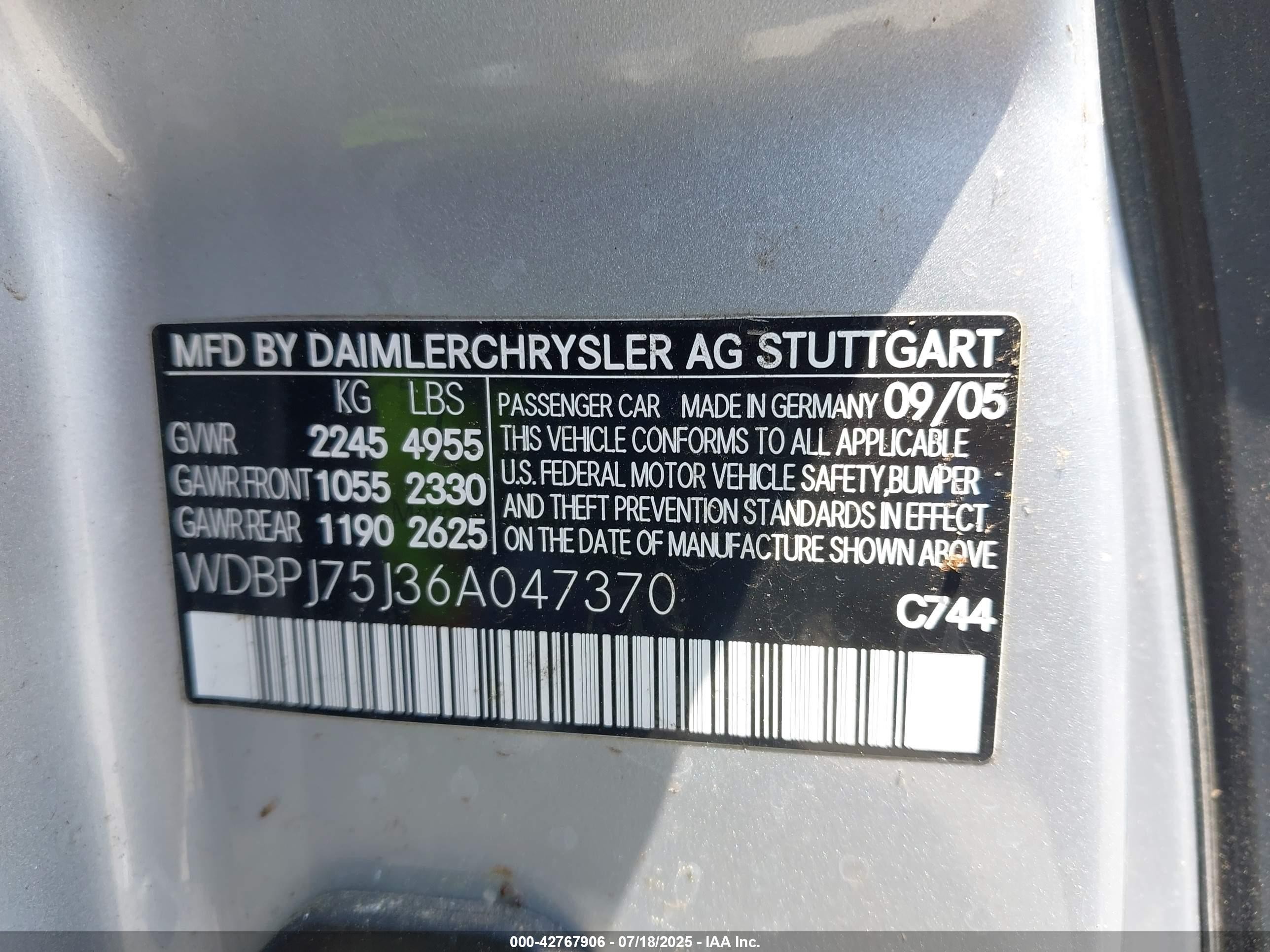 2006 Mercedes-benz Cl 500   Silver vin: WDBPJ75J36A047370
