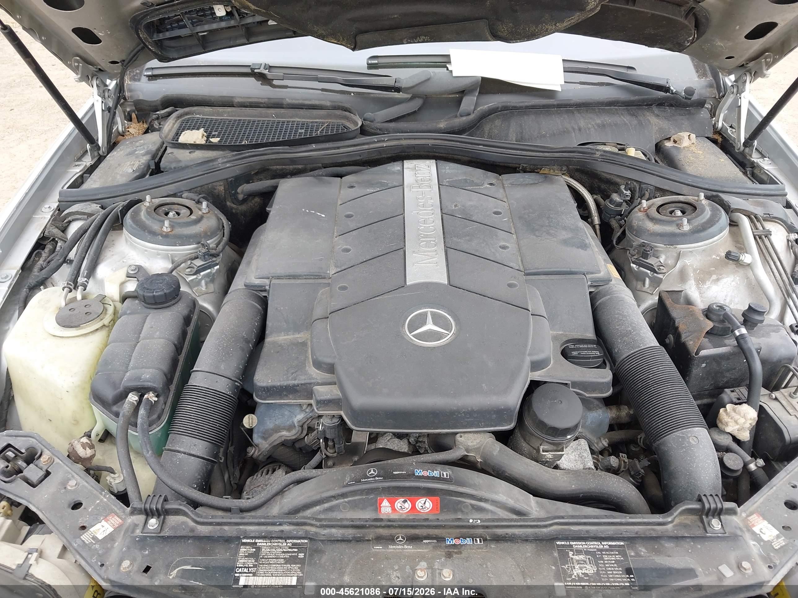 2002 Mercedes-benz Cl 500   Silver vin: WDBPJ75J82A027125
