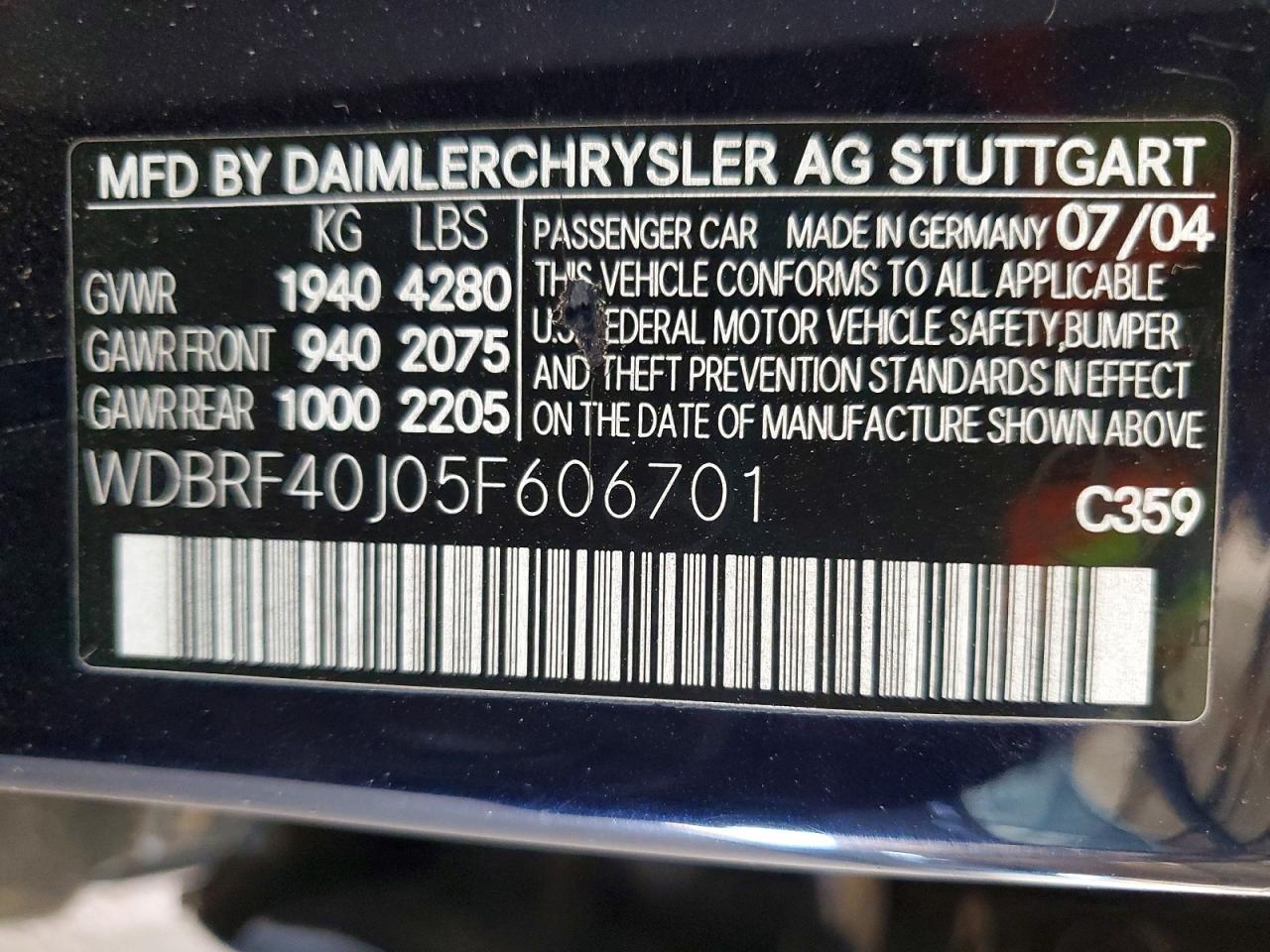 2005 Mercedes-benz C 230k Sport Sedan Синий vin: WDBRF40J05F606701
