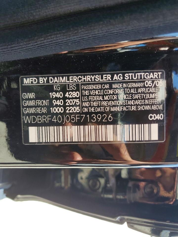 2005 Mercedes-benz C 230k Sport Sedan Black vin: WDBRF40J05F713926