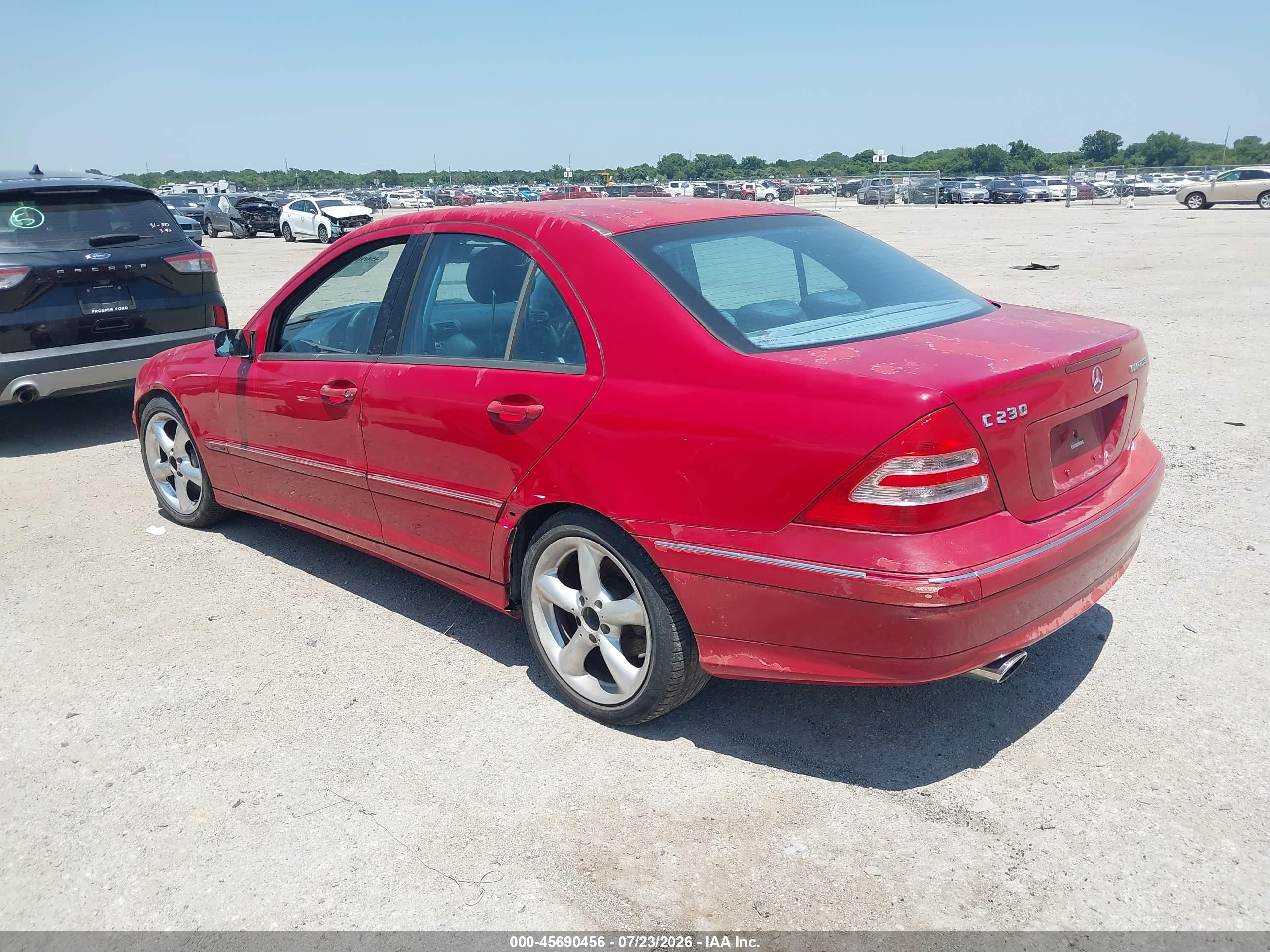 2004 Mercedes-benz C 230 Kompressor Sport/sport Красный vin: WDBRF40J14F541808