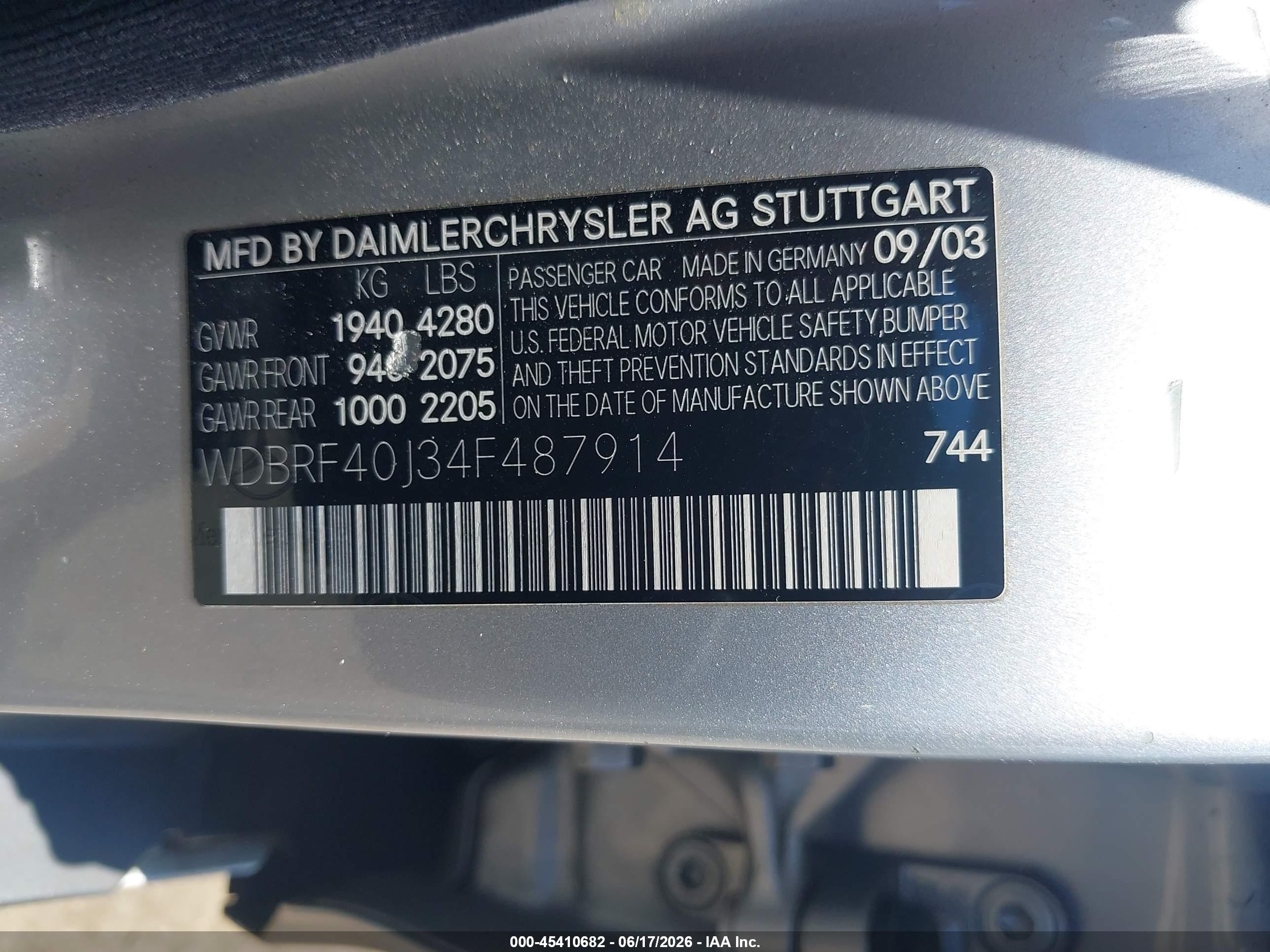 2004 Mercedes-benz C 230 Kompressor Sport/sport Silver vin: WDBRF40J34F487914