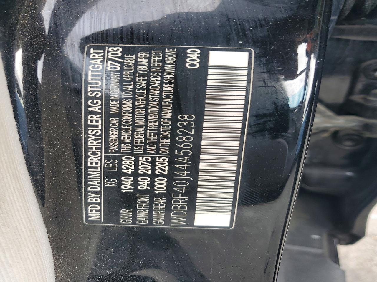 2004 Mercedes-benz C 230k Sport Sedan Черный vin: WDBRF40J44A568238