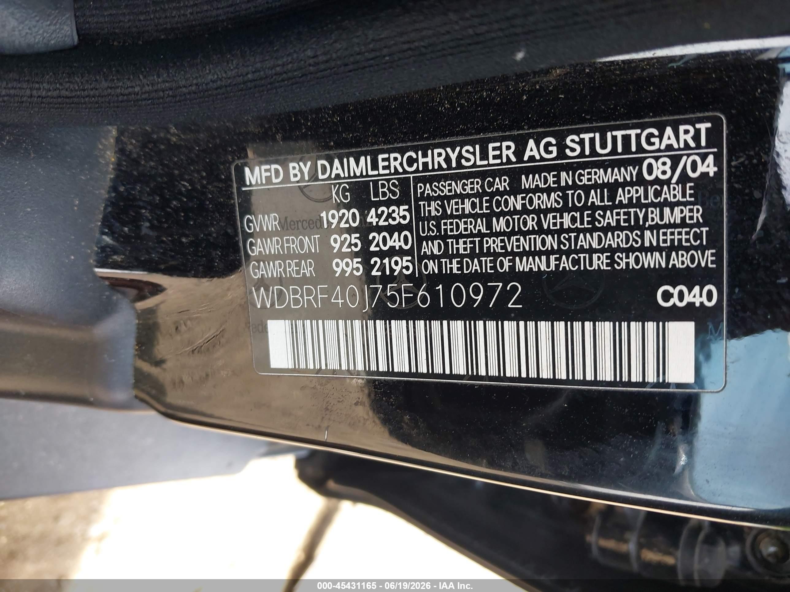 2005 Mercedes-benz C 230 Kompressor Sport Черный vin: WDBRF40J75F610972