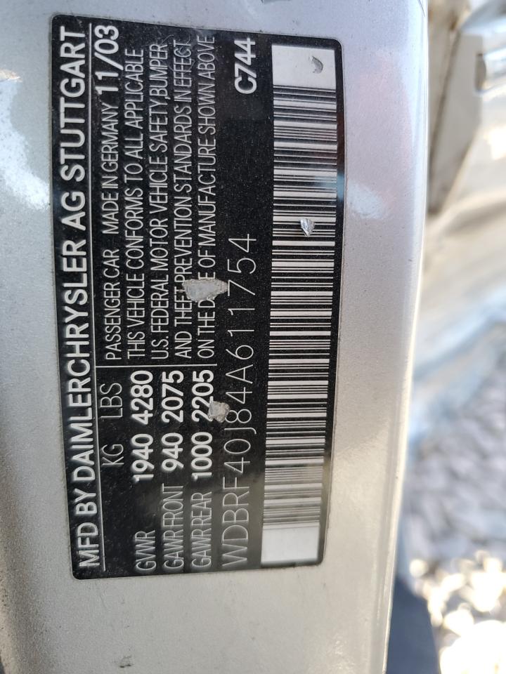 2004 Mercedes-benz C 230k Sport Sedan Silver vin: WDBRF40J84A611754