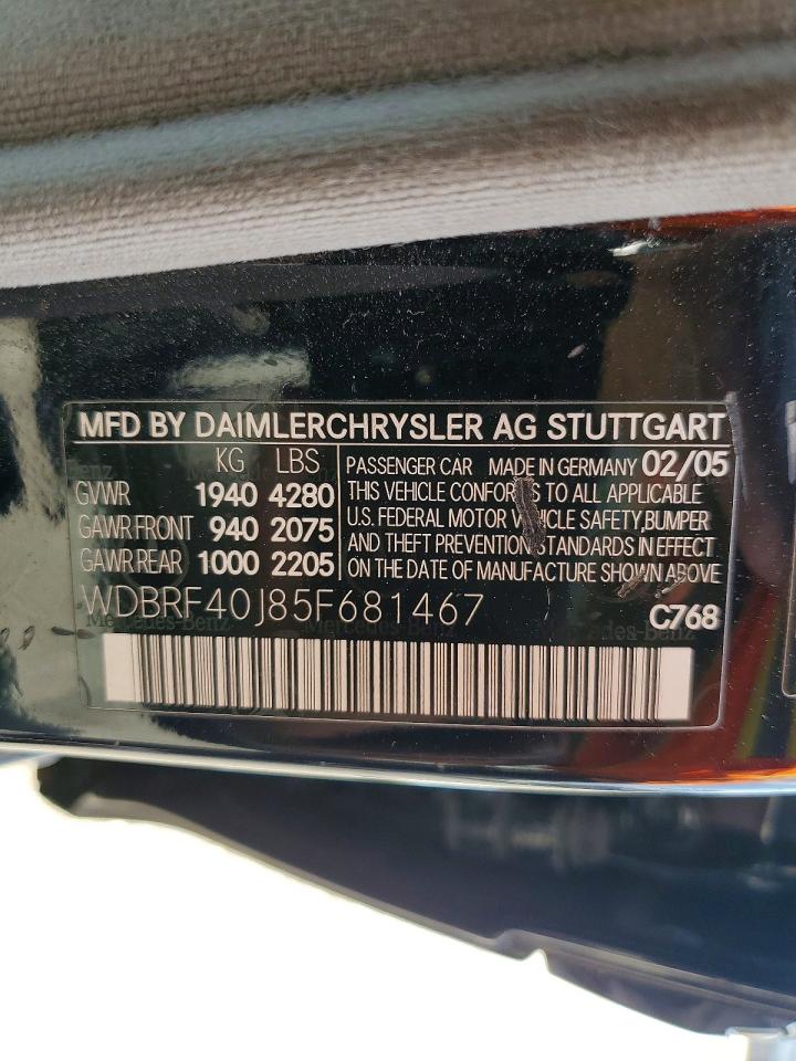 2005 Mercedes-benz C 230k Sport Sedan Черный vin: WDBRF40J85F681467