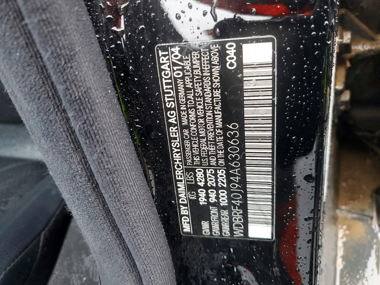 2004 Mercedes-benz C 230k Sport Sedan Black vin: WDBRF40J94A630636