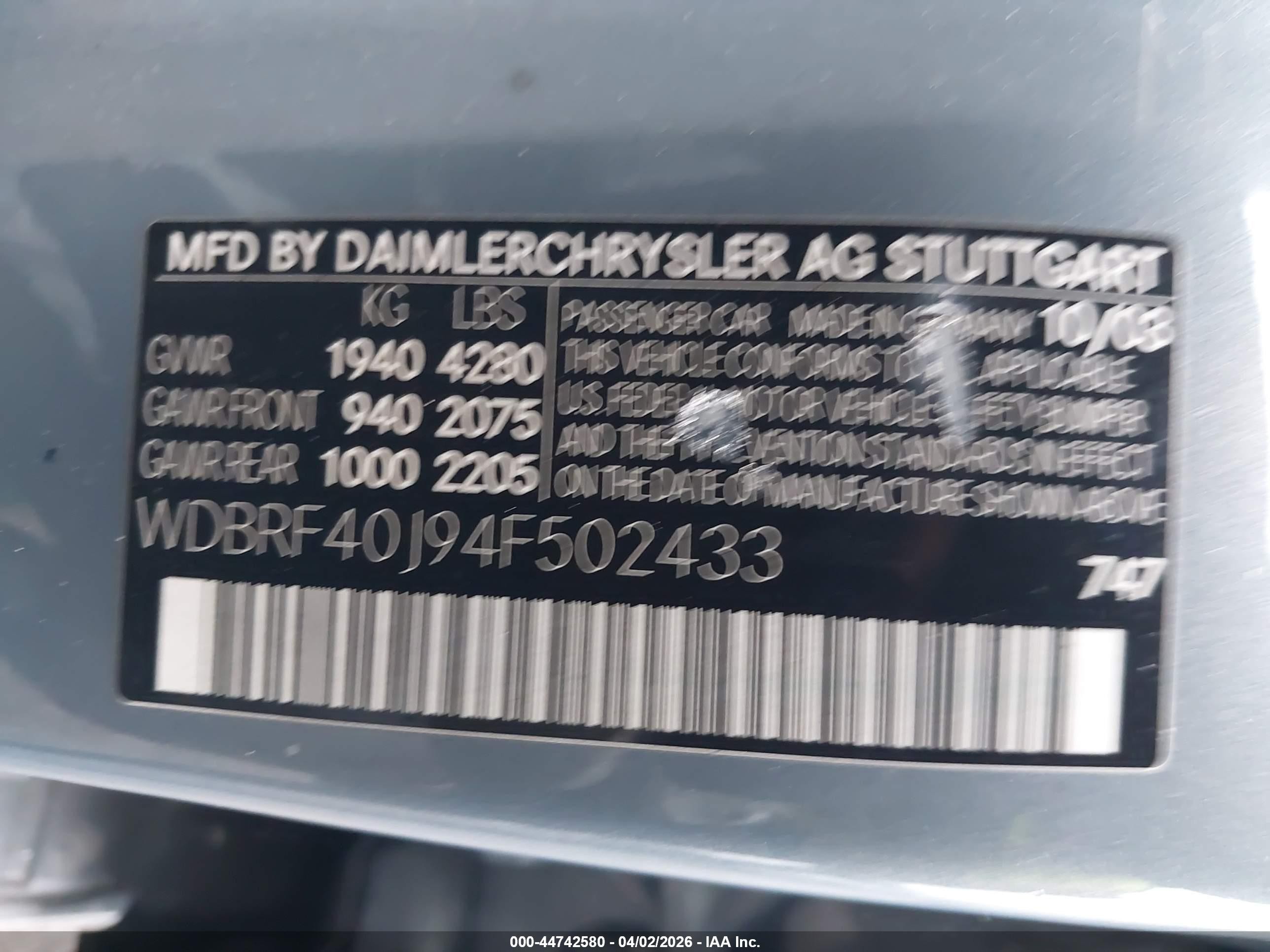 2004 Mercedes-benz C 230 Kompressor Sport/sport Light Blue vin: WDBRF40J94F502433