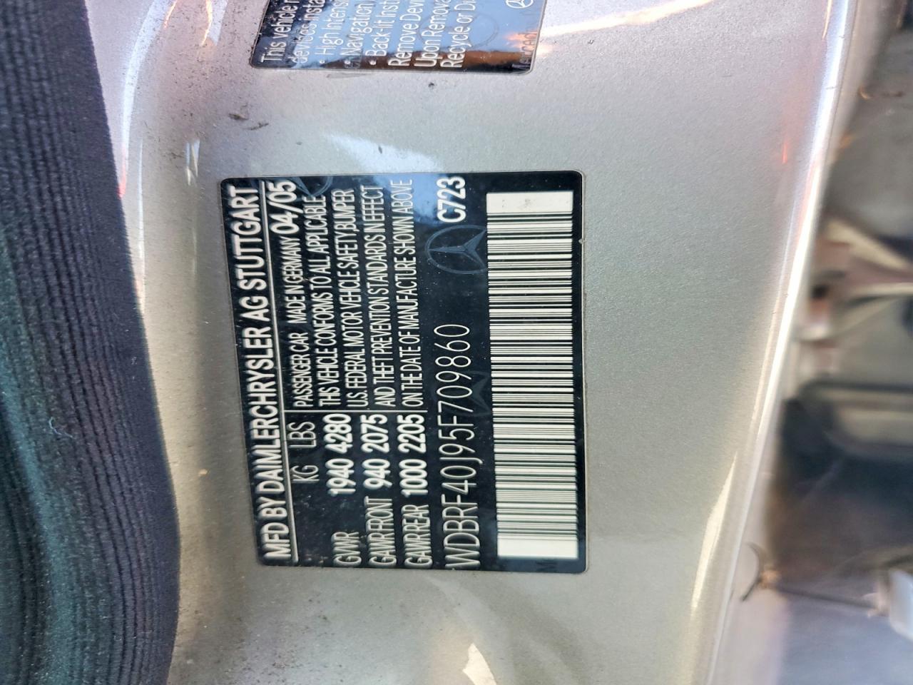 2005 Mercedes-benz C 230k Sport Sedan Gray vin: WDBRF40J95F709860