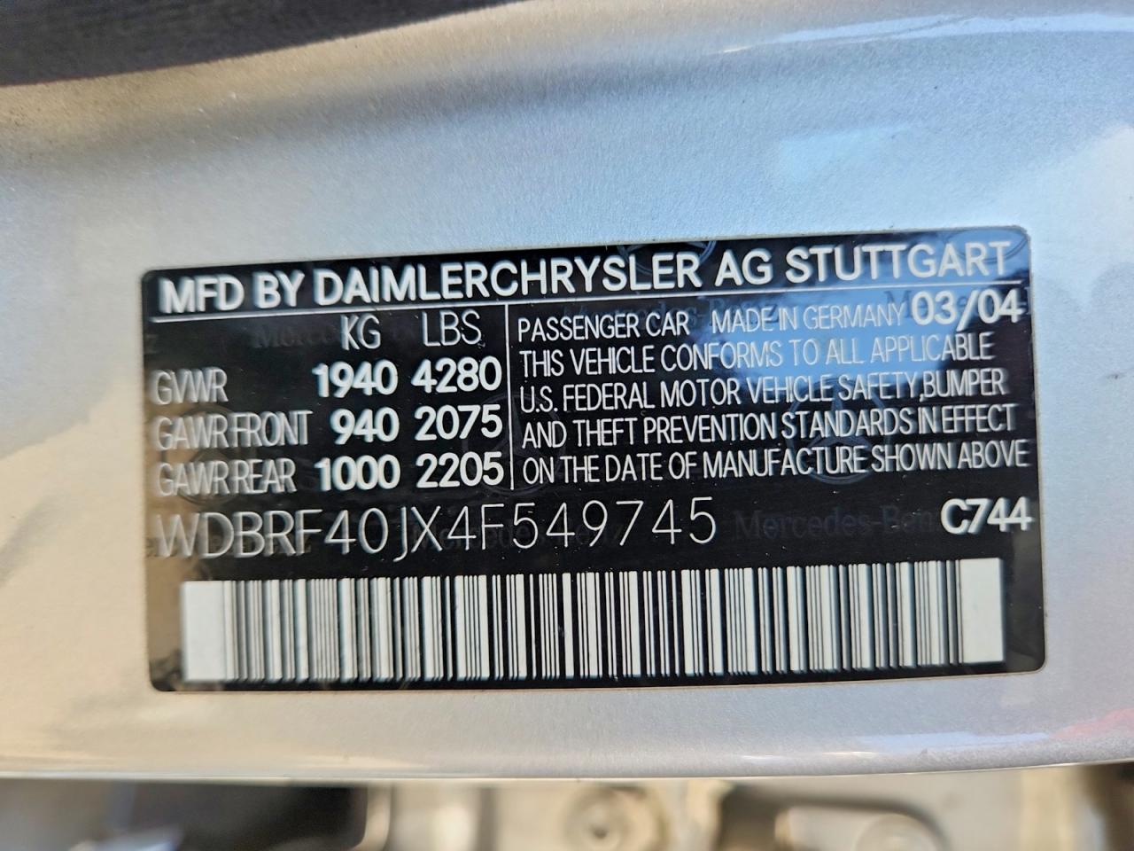 2004 Mercedes-benz C 230k Sport Sedan Silver vin: WDBRF40JX4F549745