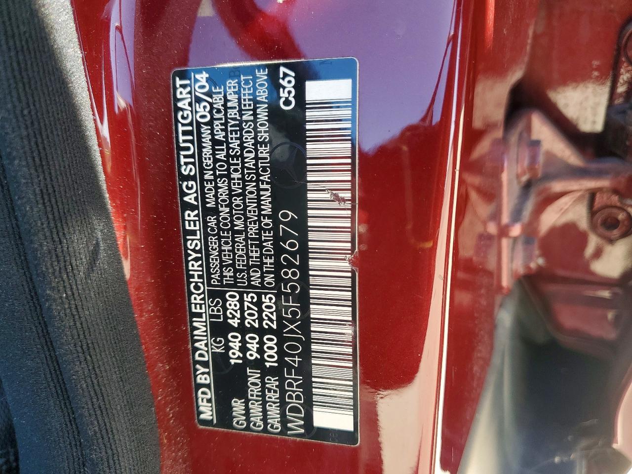2005 Mercedes-benz C 230k Sport Sedan Burgundy vin: WDBRF40JX5F582679