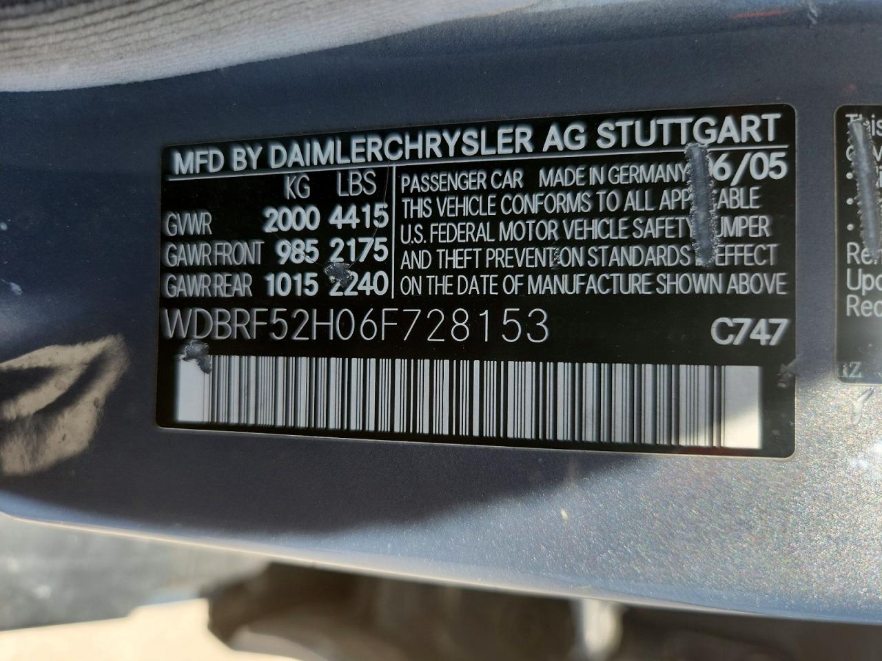 2006 Mercedes-benz C 230 Бирюзовый vin: WDBRF52H06F728153