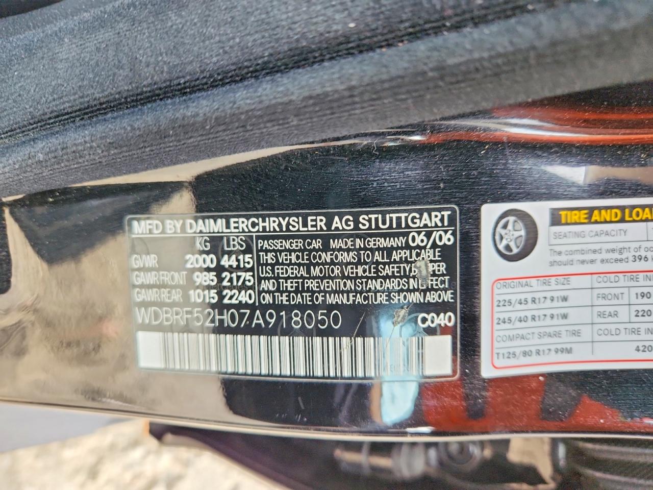 2007 Mercedes-benz C 230 Black vin: WDBRF52H07A918050