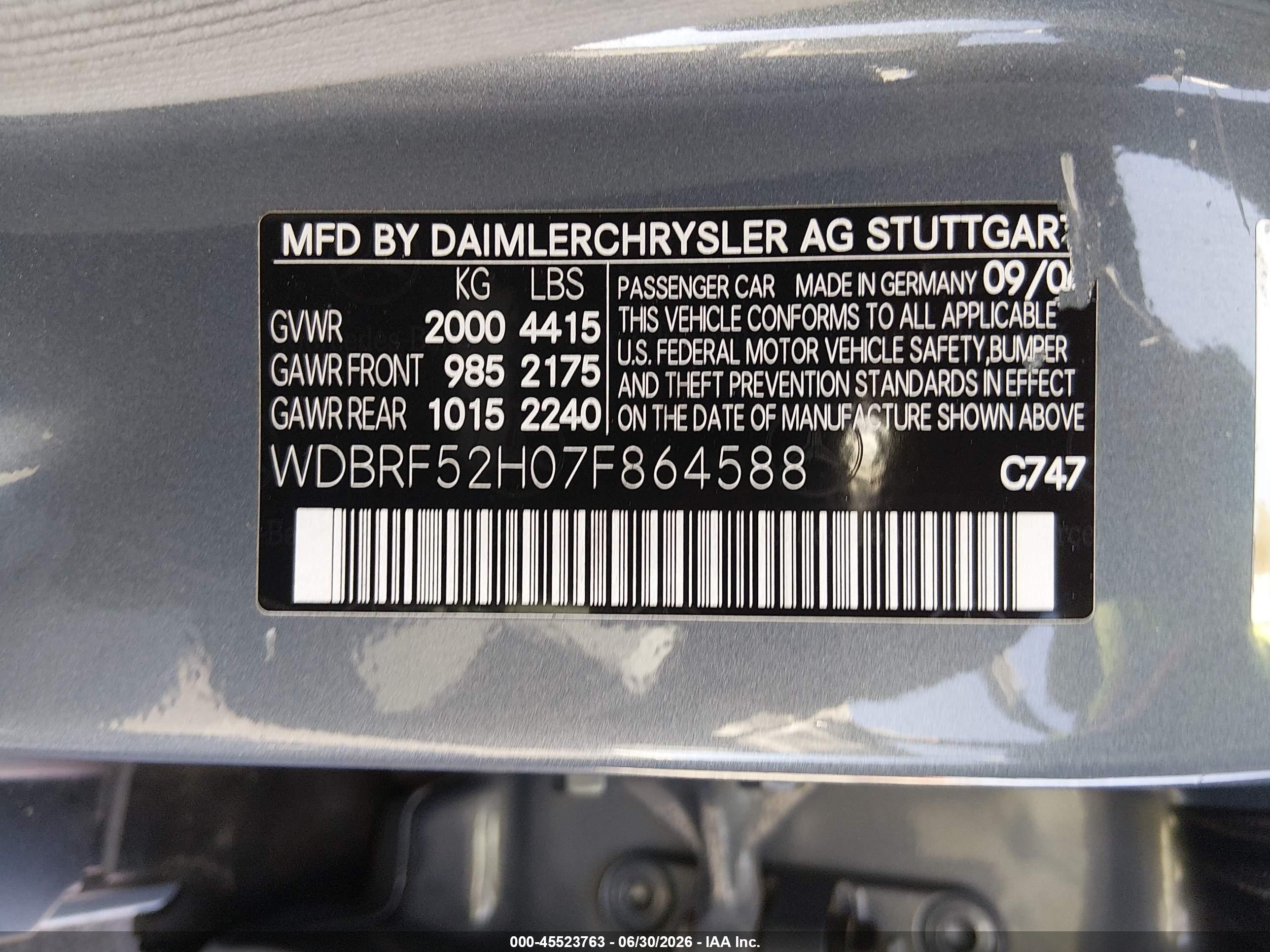 2007 Mercedes-benz C 230 Sport Light Blue vin: WDBRF52H07F864588