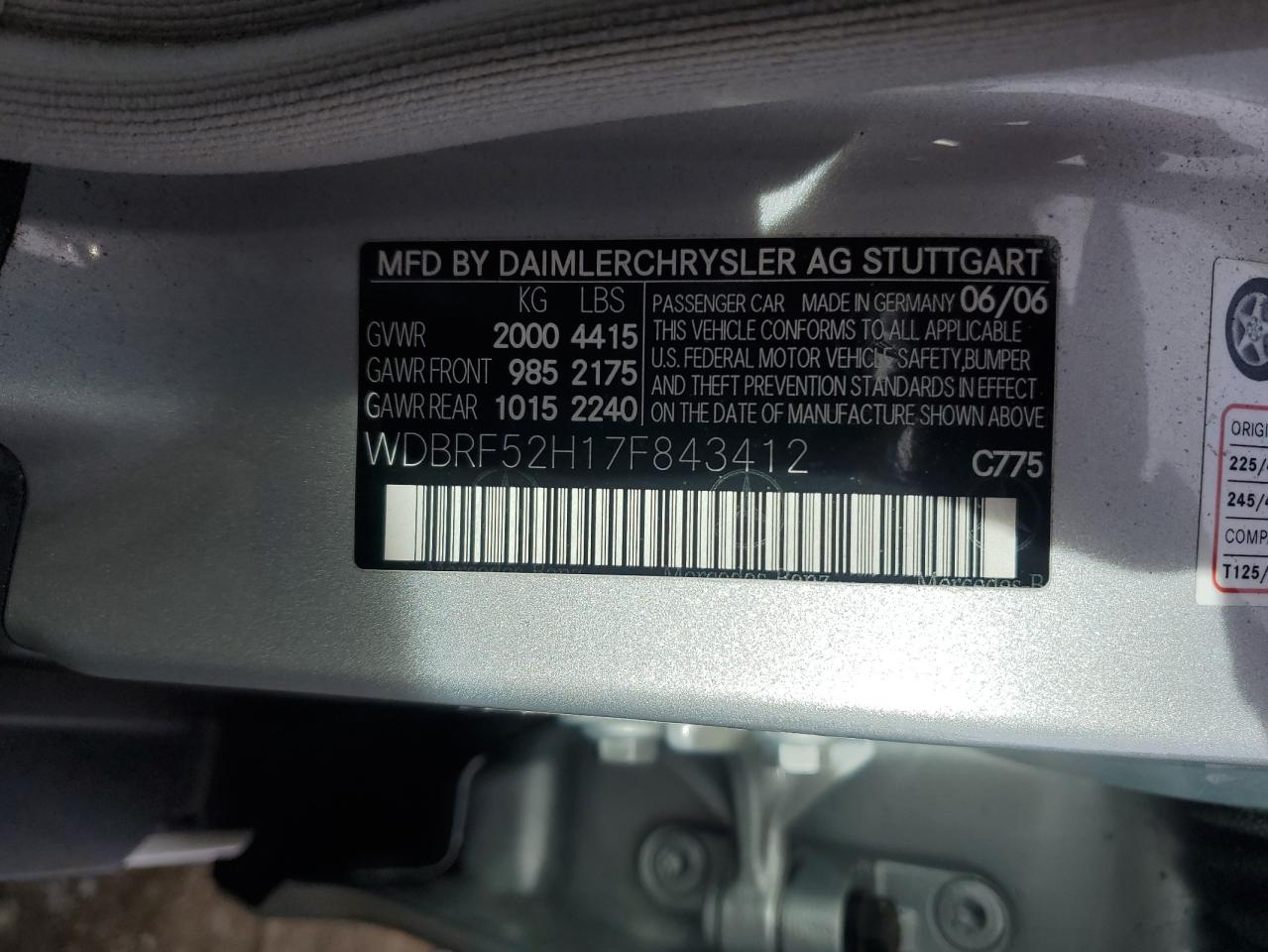 2007 Mercedes-benz C 230 Серебряный vin: WDBRF52H17F843412