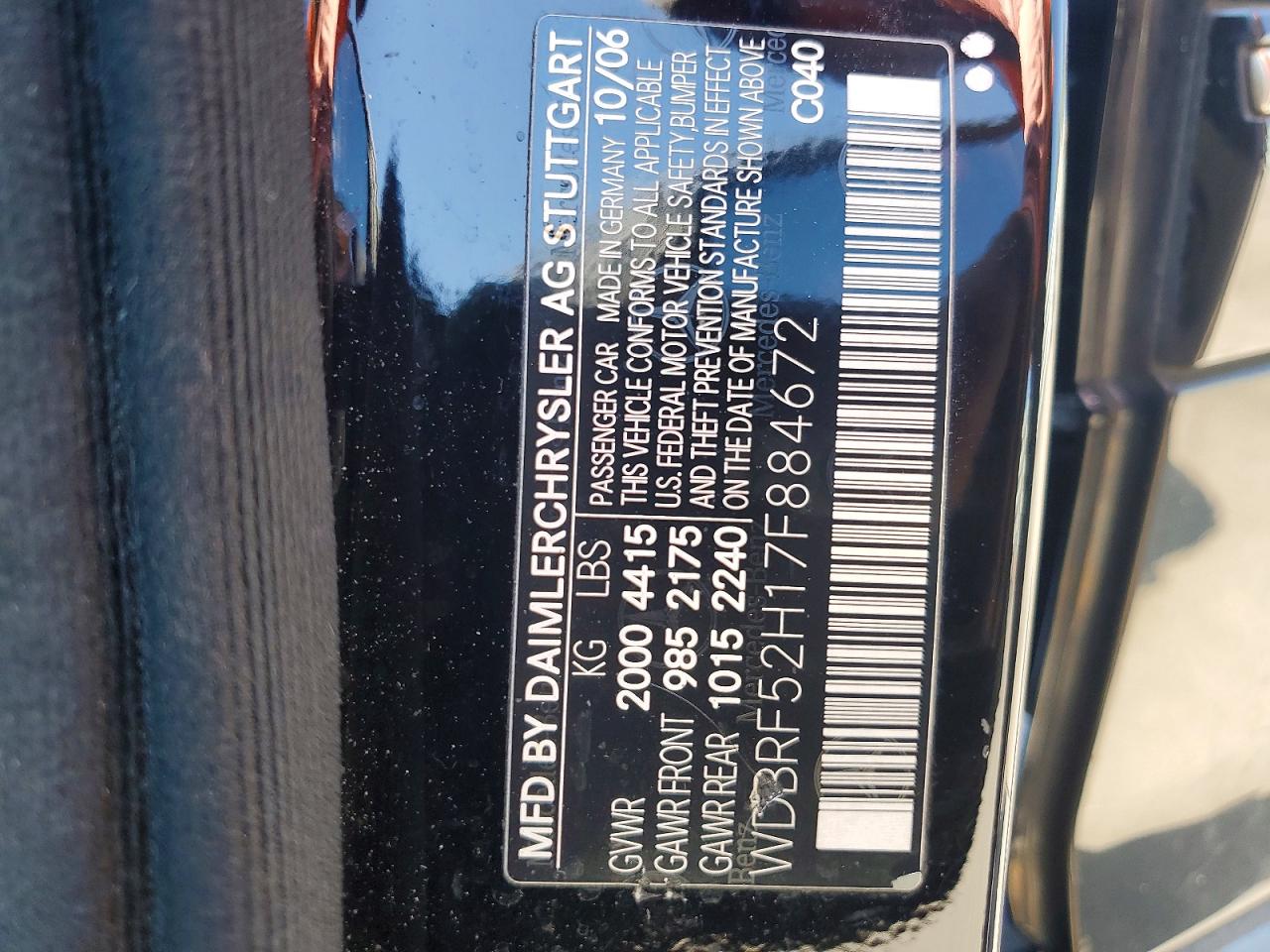 2007 Mercedes-benz C 230 Black vin: WDBRF52H17F884672