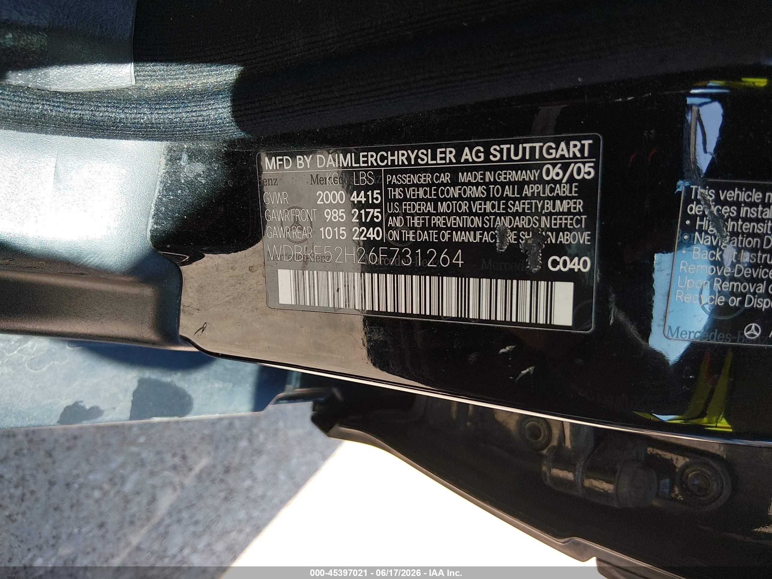 2006 Mercedes-benz C 230 Sport Черный vin: WDBRF52H26F731264