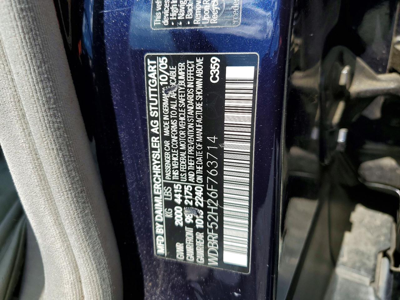 2006 Mercedes-benz C 230 Blue vin: WDBRF52H26F763714
