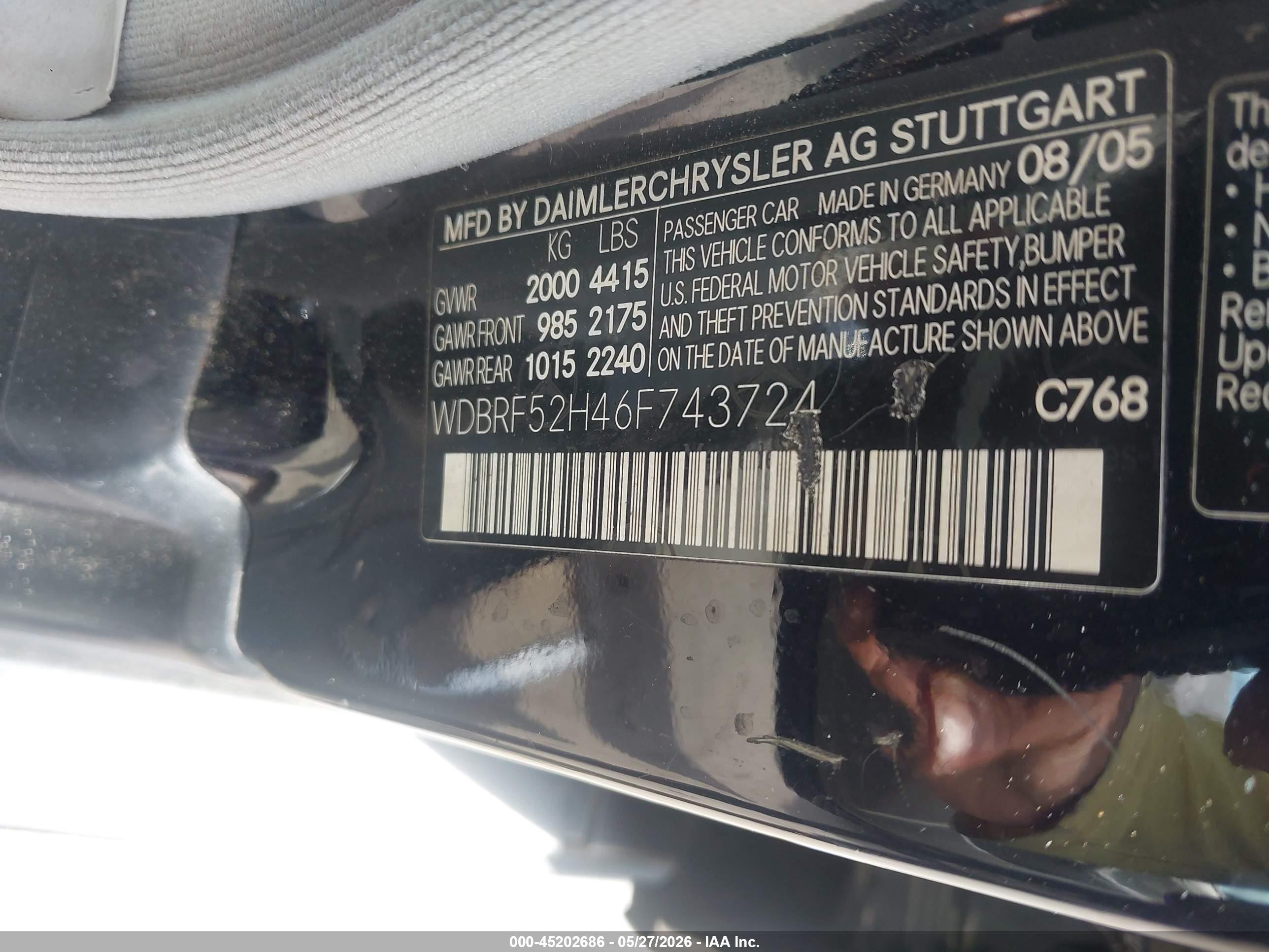 2006 Mercedes-benz C-class Sport Black vin: WDBRF52H46F743724