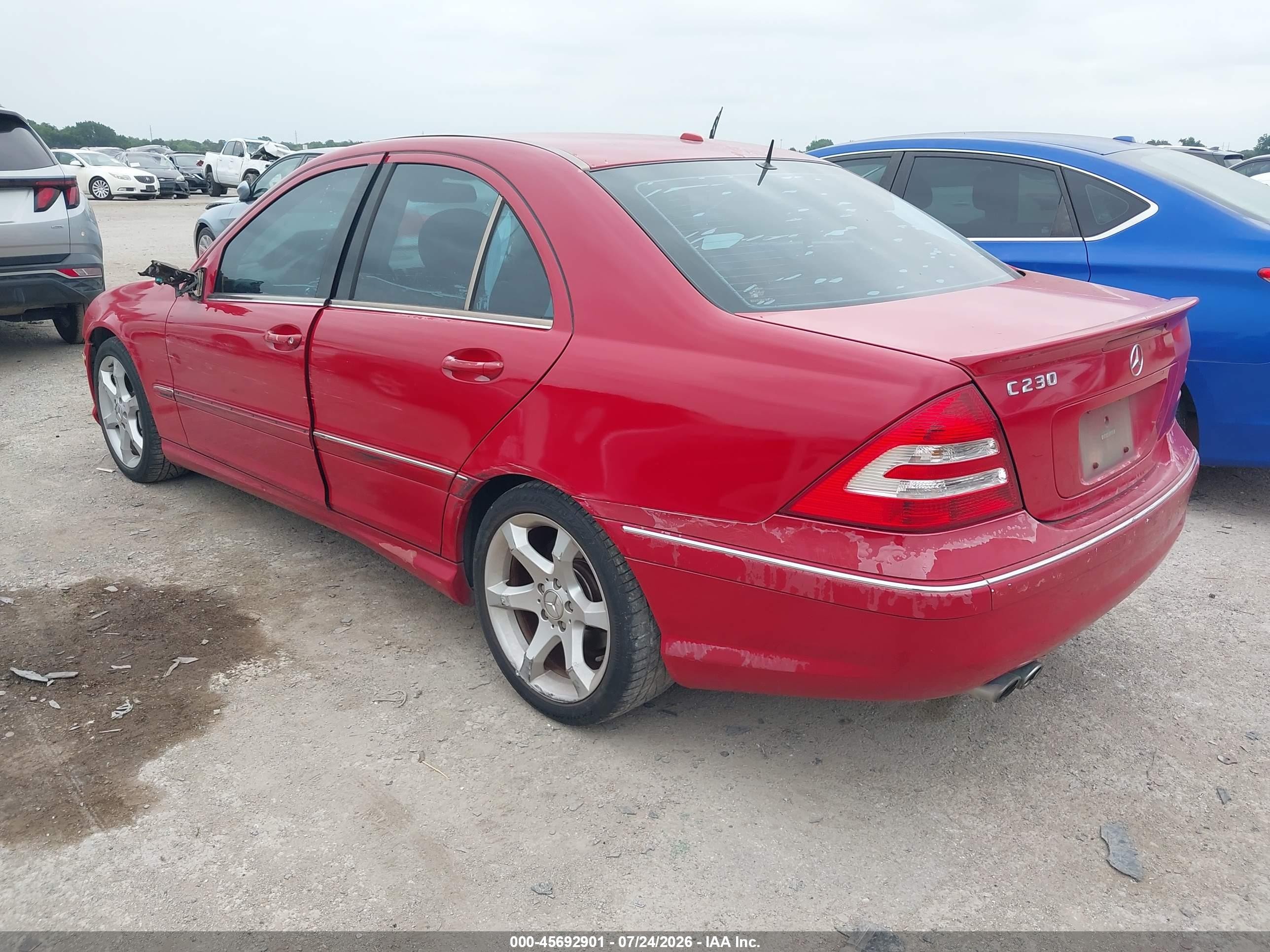 2007 Mercedes-benz C 230 Sport Red vin: WDBRF52H57F850329